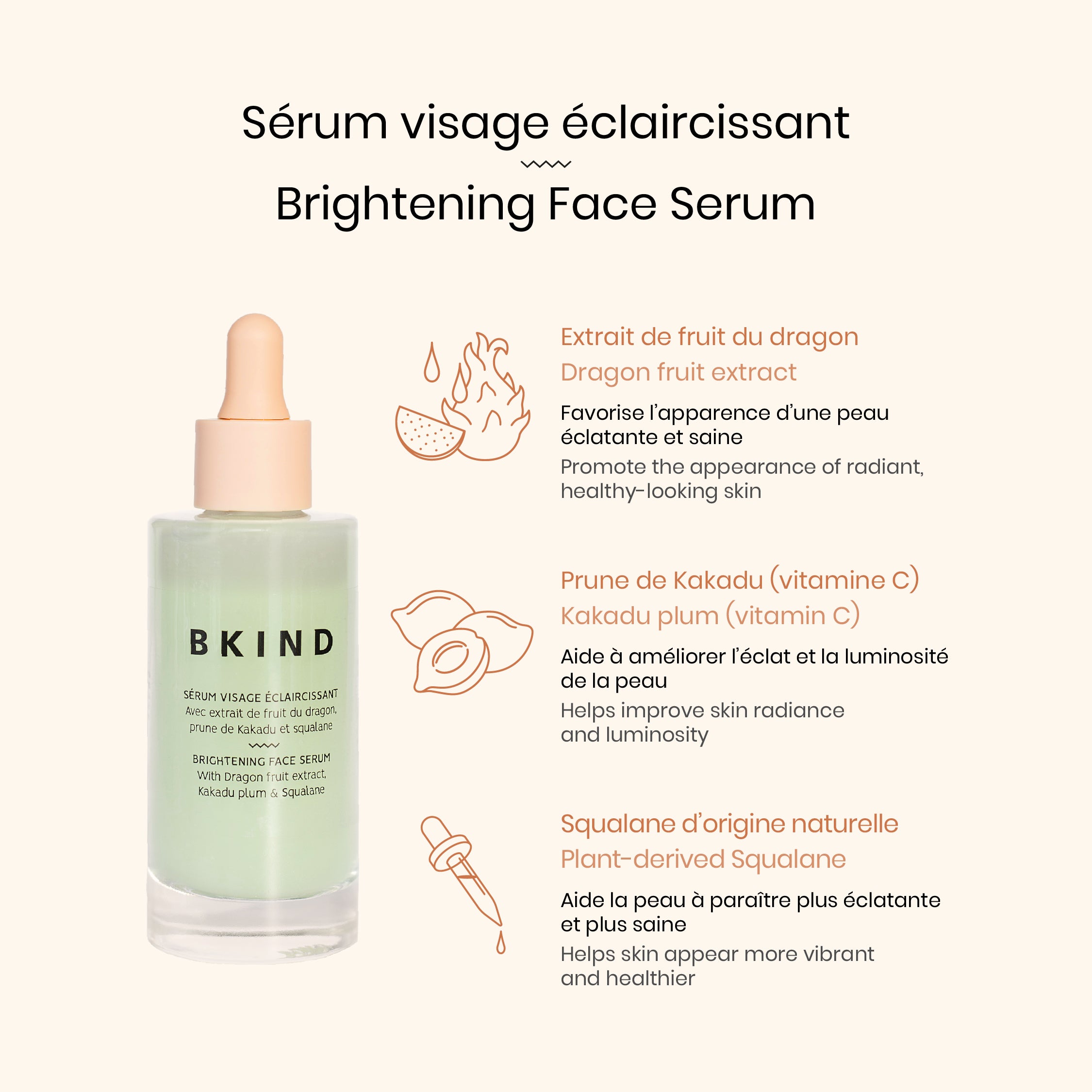 Vitamin C & Squalane Brightening Face Serum - Anti-Aging, Glowing Skin Care for Day & Night Use