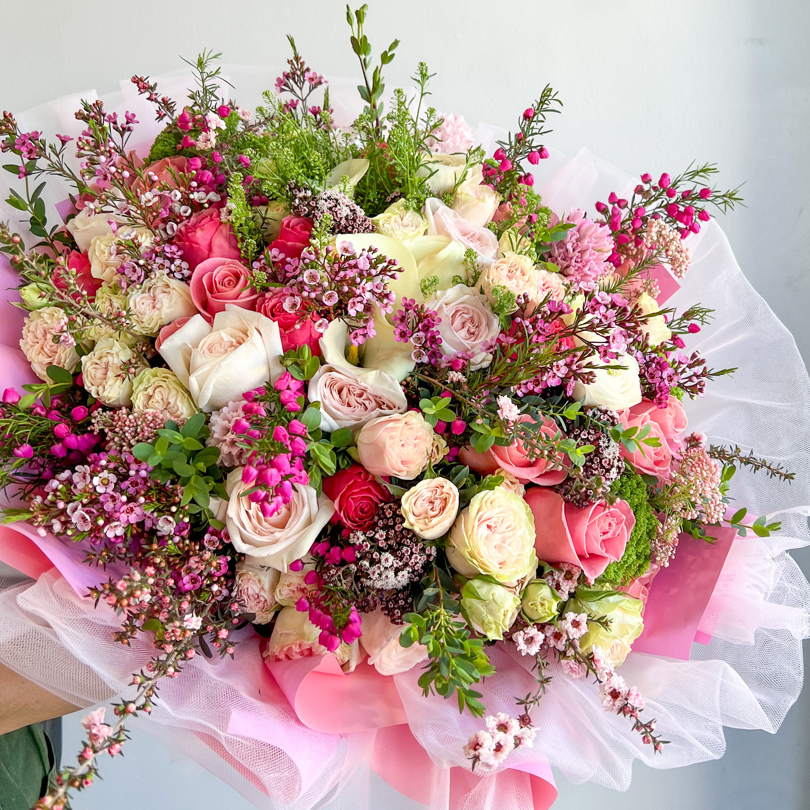 Elegant Pink Tulle French Bouquet - Perfect for Weddings, Bridal Showers & Romantic Home Decor