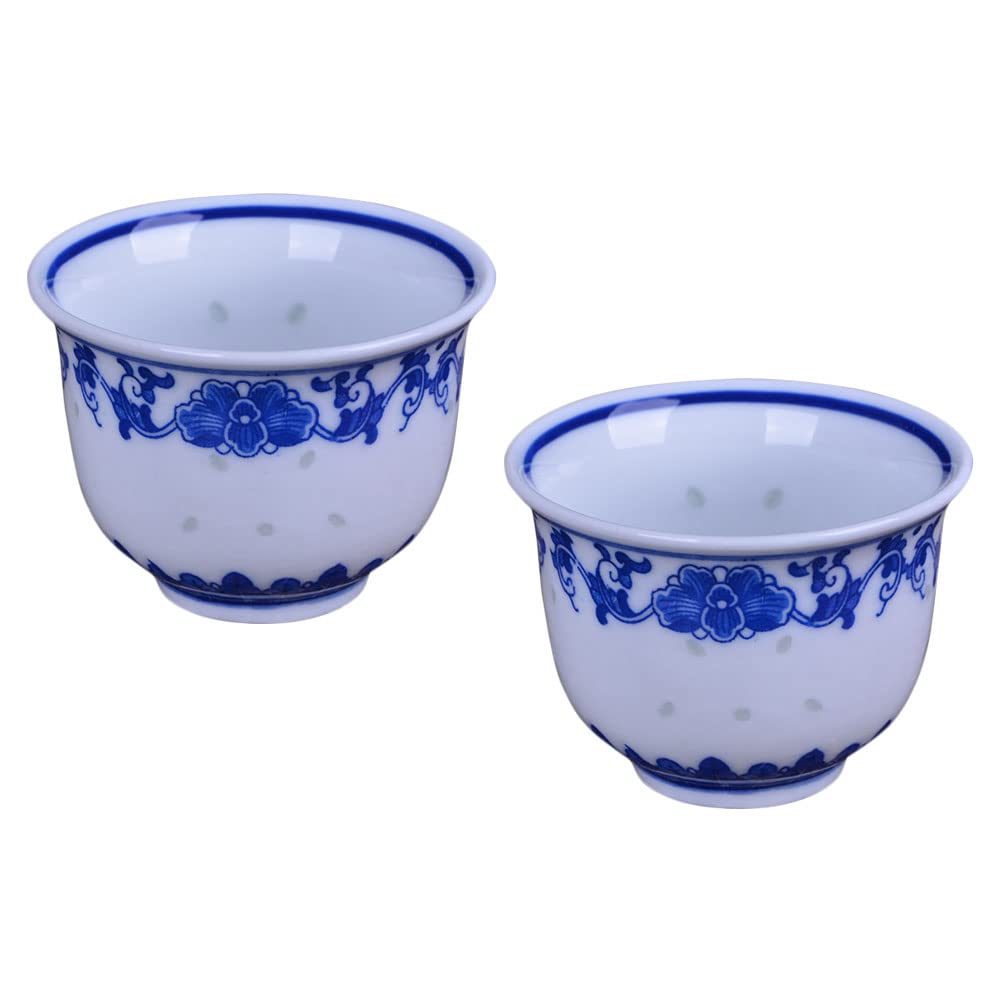 Vintage Kung Fu Tea Cup Set - 2pcs Porcelain Chinese Style Teacups with Japanese Inspired Design - Perfect for Asian Tea Ceremonies, Home Decor & Zen Meditation Spaces