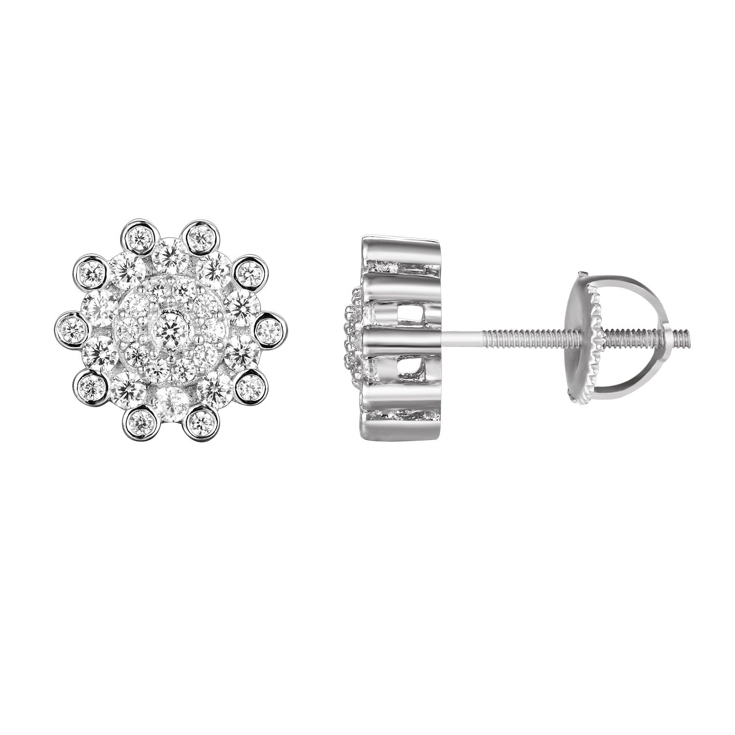 Sterling Silver Round Solitaire Stud Earrings for Women - Minimalist Bling Jewelry for Everyday Wear, Parties & Gifts
