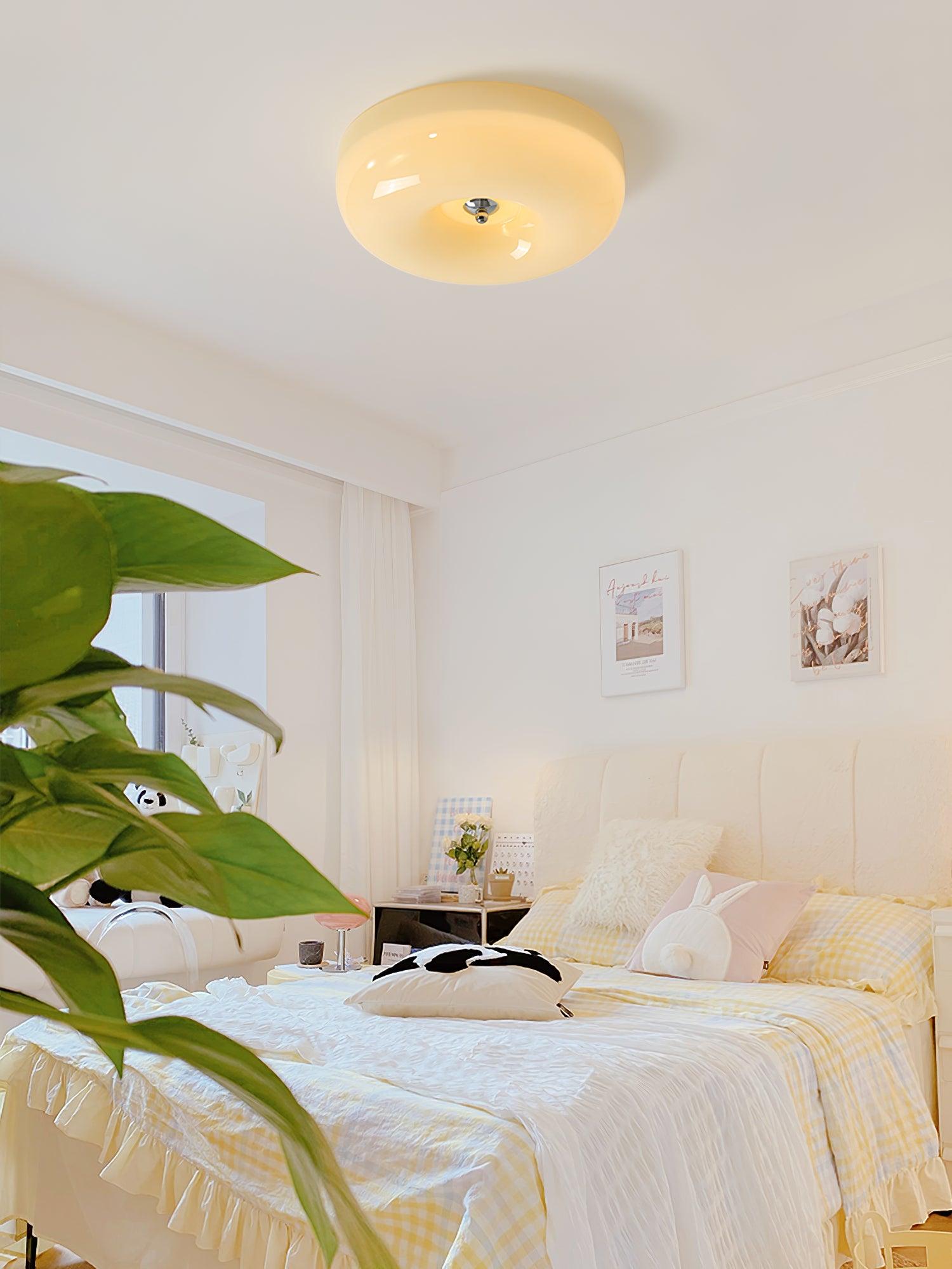 Cream Pudding Ceiling Lamp - Modern LED Bedside Light for Nursery, Bedroom & Living Room | Soft Warm White Lighting for Cozy Ambience