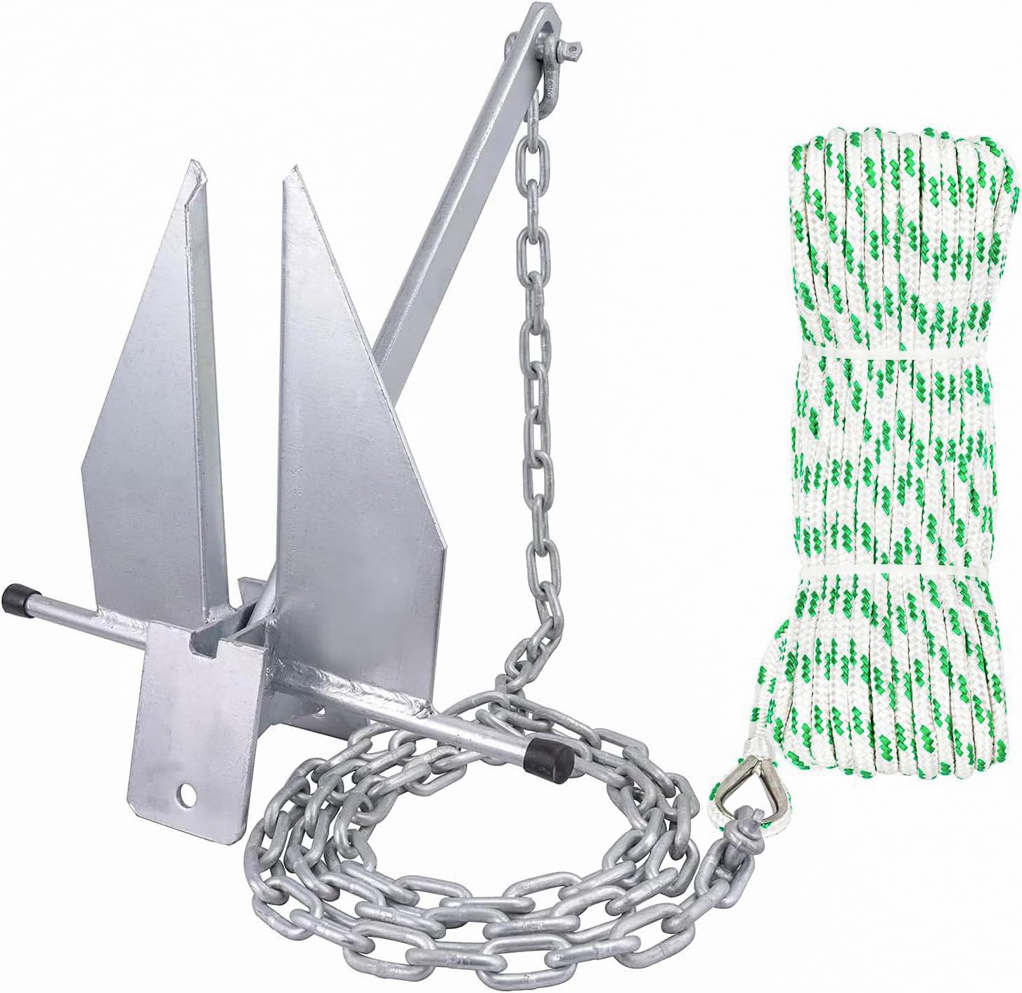 Premium Fluke Anchor Kit with Heavy-Duty Chain & Marine-Grade Rope - Complete Boat Anchor System for Pontoon, Deck, Fishing & Sailboats - Ideal for Shallow Water Anchoring, Lakeside Mooring & Coastal Fishing Adventures