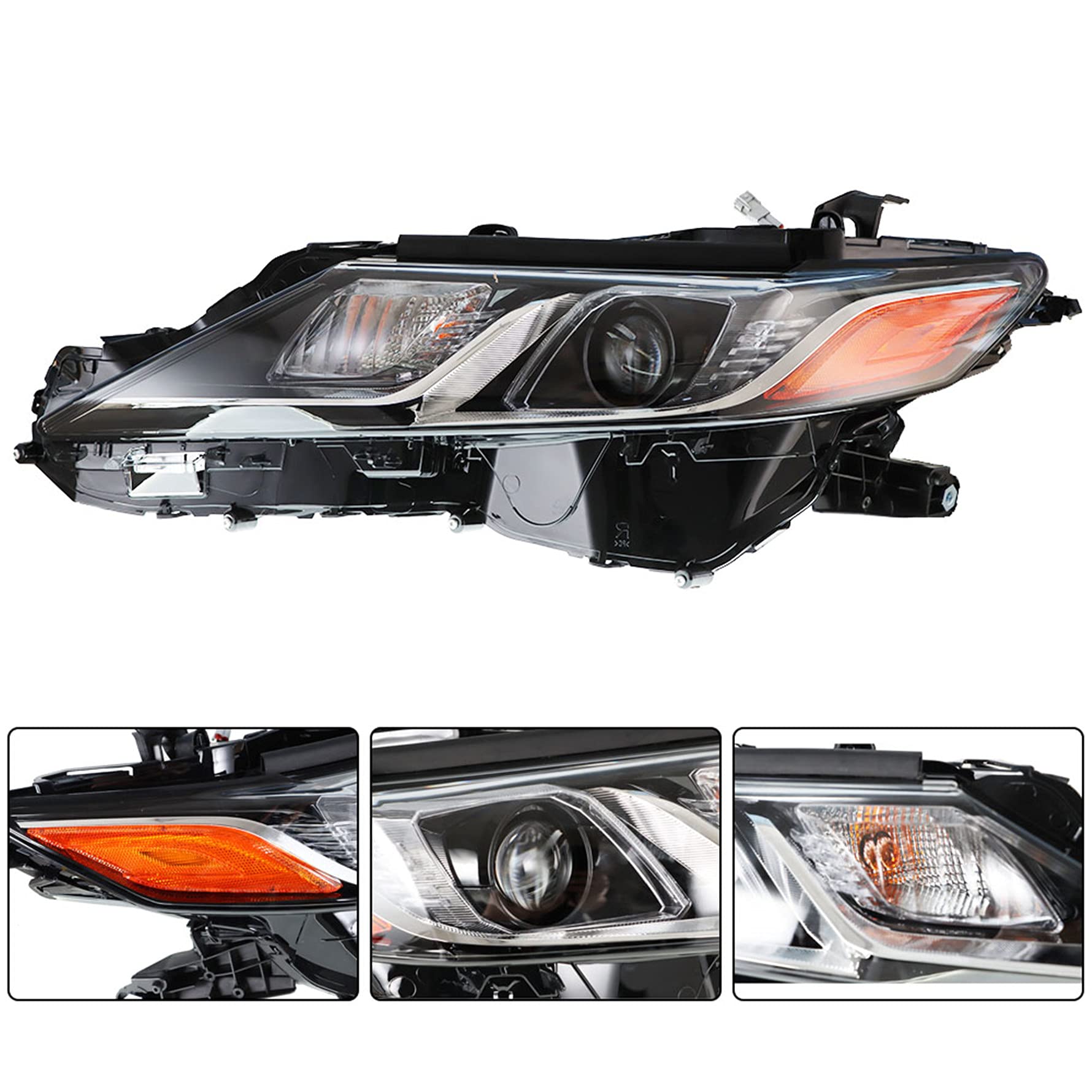 Munirater 81150-06C40 TO2502255 Black Left Front LED Projector Headlight Assembly - Driver Side Replacement for 2018-2019 Toyota Camry L/LE/SE Models | Perfect for Night Driving & Style Upgrade