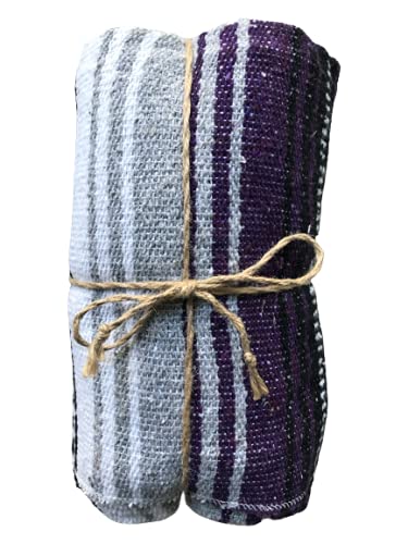 Authentic Mexican Falsa Blanket - Soft Yoga, Beach, Camping, Picnic & Car Blanket - Cozy Home Throw Blanket for Outdoor & Indoor Use (Purple)