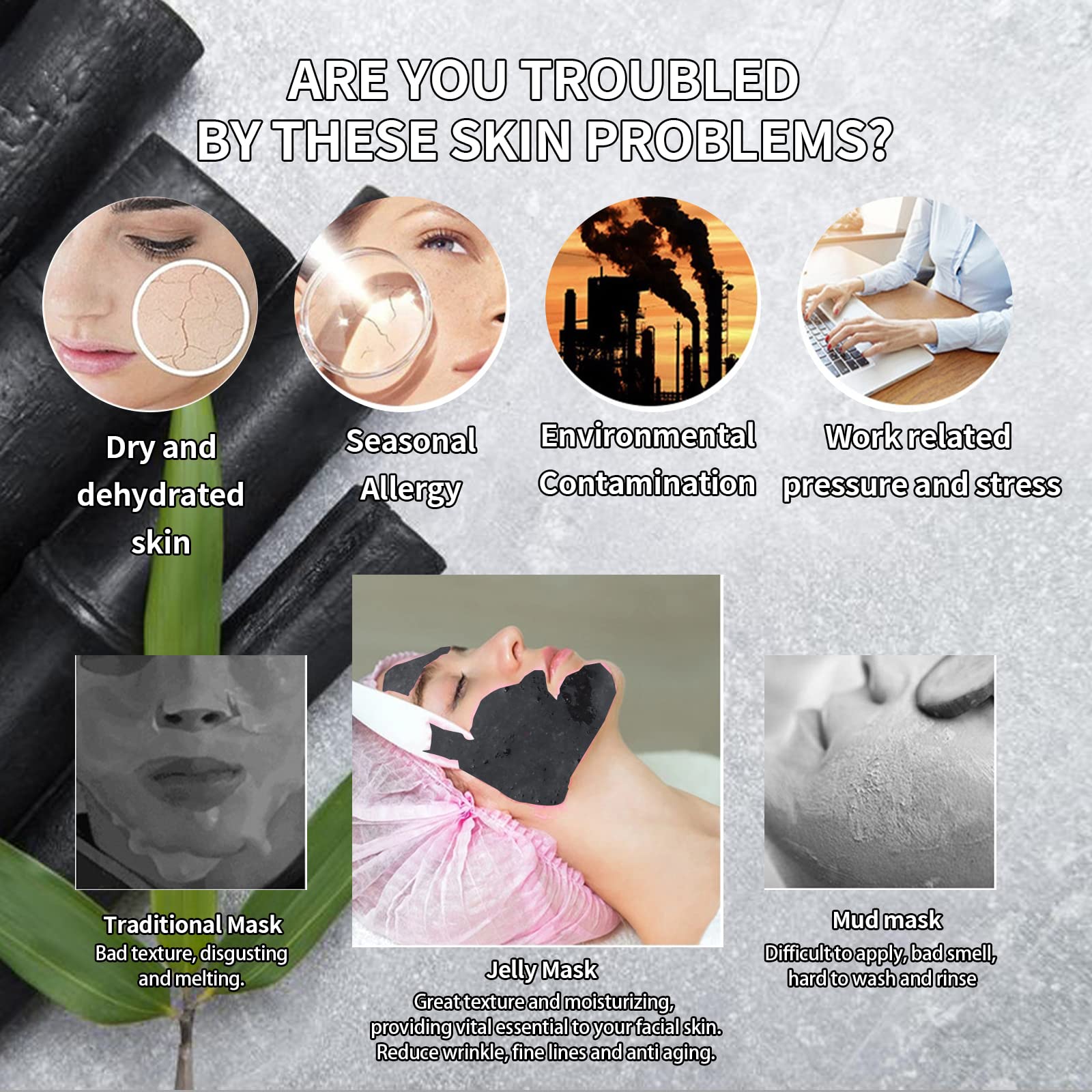 Charcoal Hydrating Jelly Face Mask - Hydrojelly for Spa & Facials