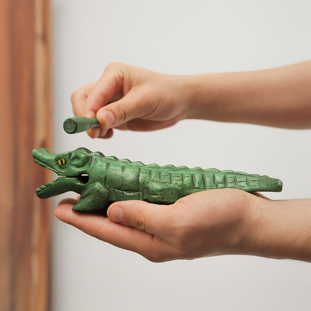 Premium Wooden Crocodile Guiro Musical Instrument - Authentic Latin Percussion for Kids & Adults - Perfect for Music Class, Band Practice & Home Play