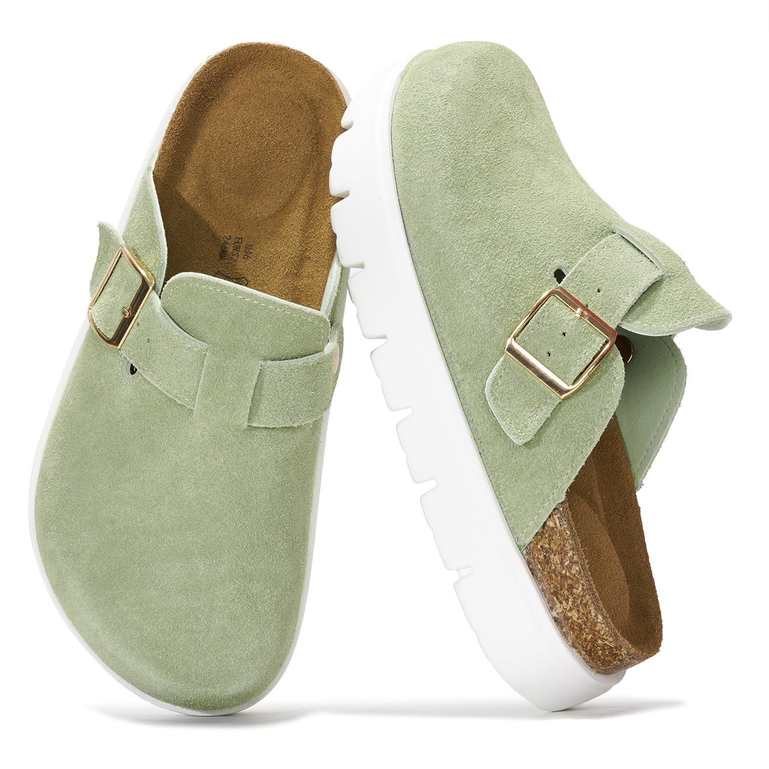 Project Cloud Genuine Leather Women's Platform Clogs - Memory Foam Arch Support Cork Footbed Comfortable Casual Shoes & Mules | Perfect for Walking, Office Wear & Everyday Comfort (Benton Chunky Style 2025)