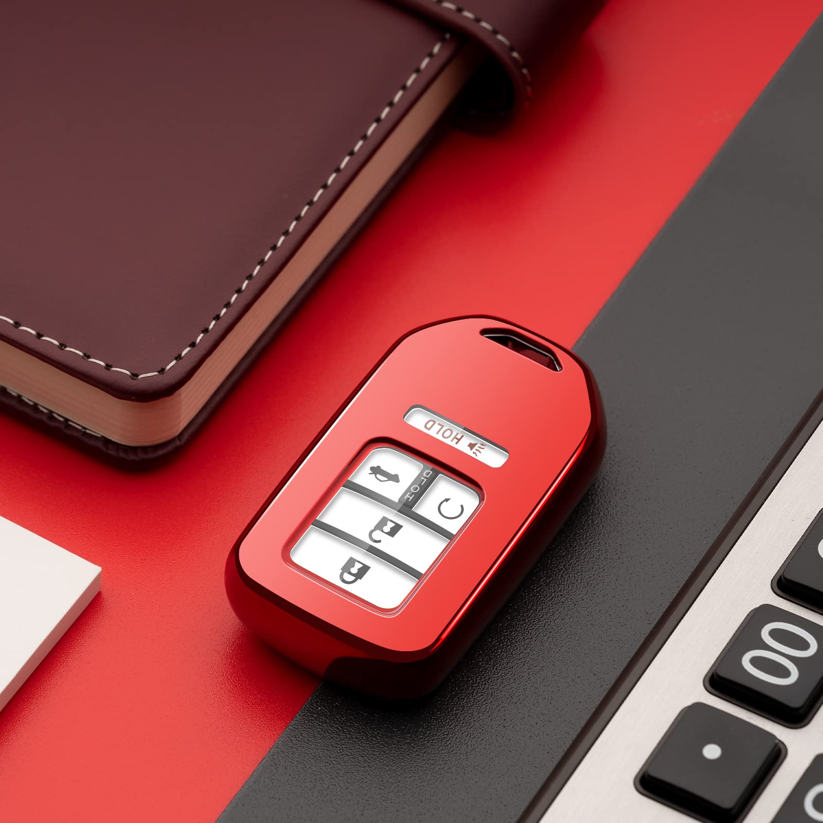 Durable Red TPU Key Fob Cover for Honda Civic Accord CRV Pilot Odyssey HRV Ridgeline - Car Key Case Protector with Keychain | Perfect for Everyday Use & Travel Accessories