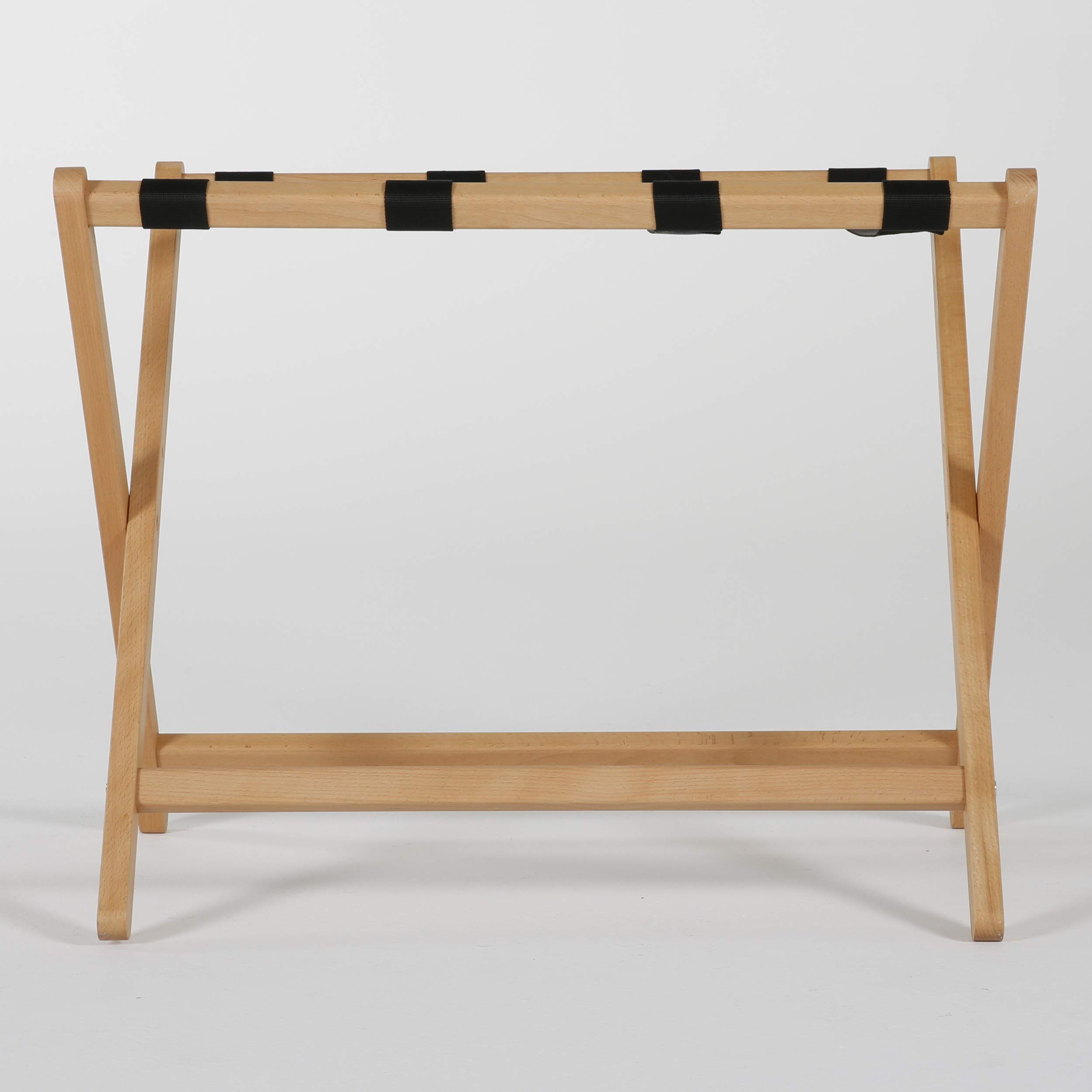Beech Wood Folding Luggage Rack with Woolen Strips - Heavy Duty 200 lbs Capacity Suitcase Stand (18x30 Inches) - Natural Wood for Home, Hotel, Gym, Spa & Guest Room - Perfect for Travel Storage & Organization