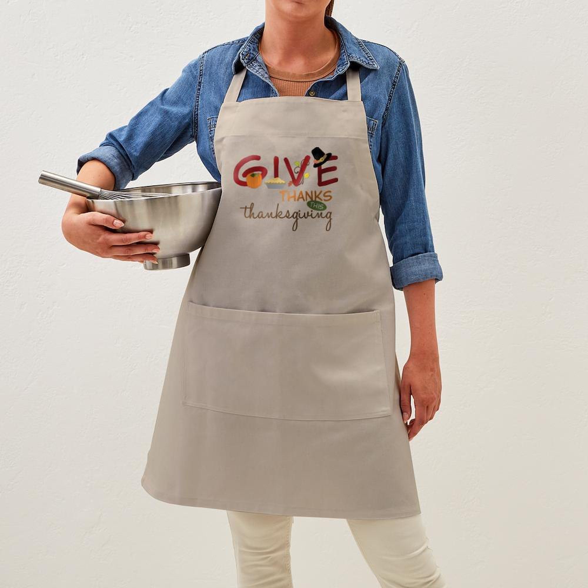Thanksgiving Kitchen Apron with Pockets - Adjustable Grilling & Baking Apron for Cooking, BBQ, Holiday Hosting & Family Gatherings