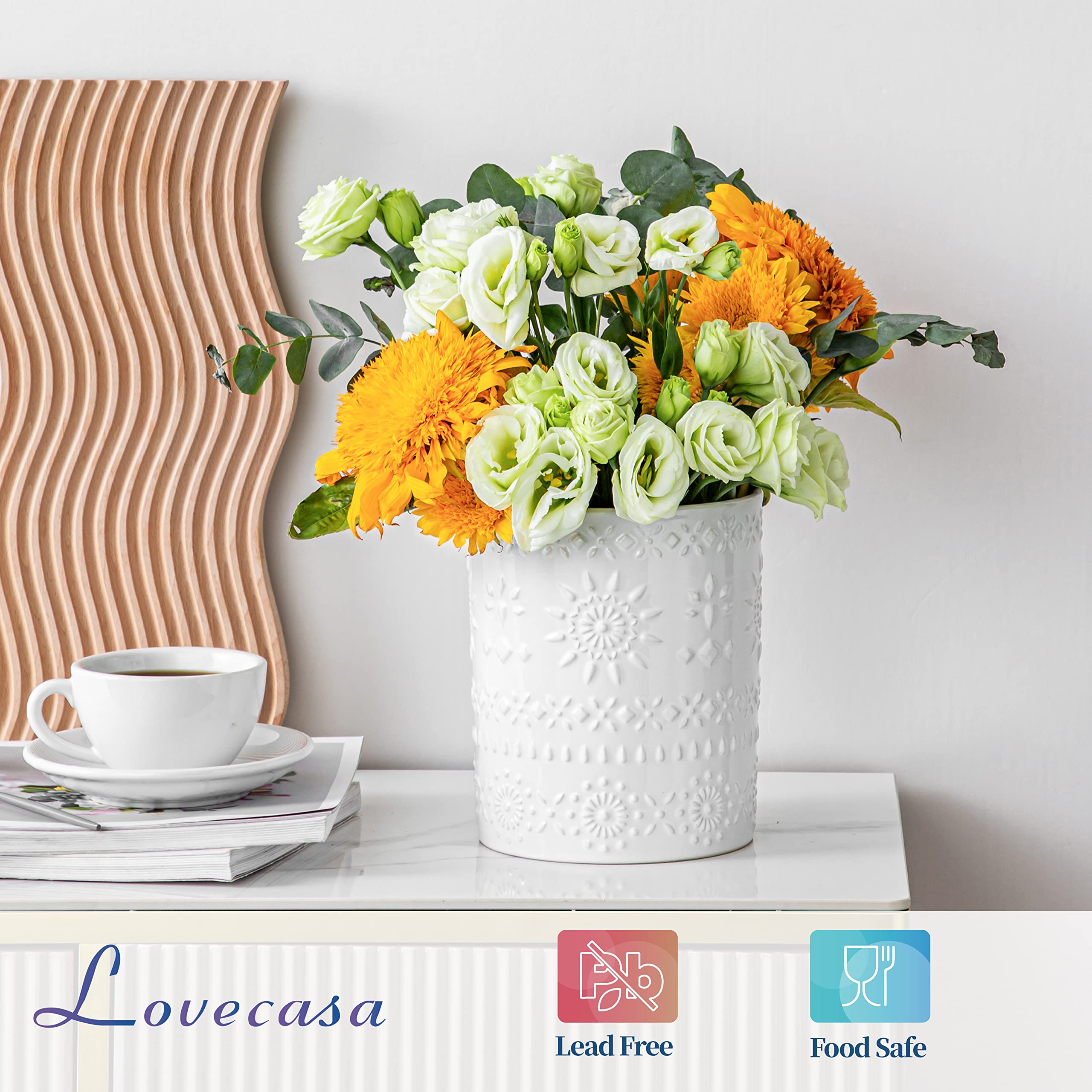 LOVECASA Extra Large Ceramic Utensil Holder - 7.2