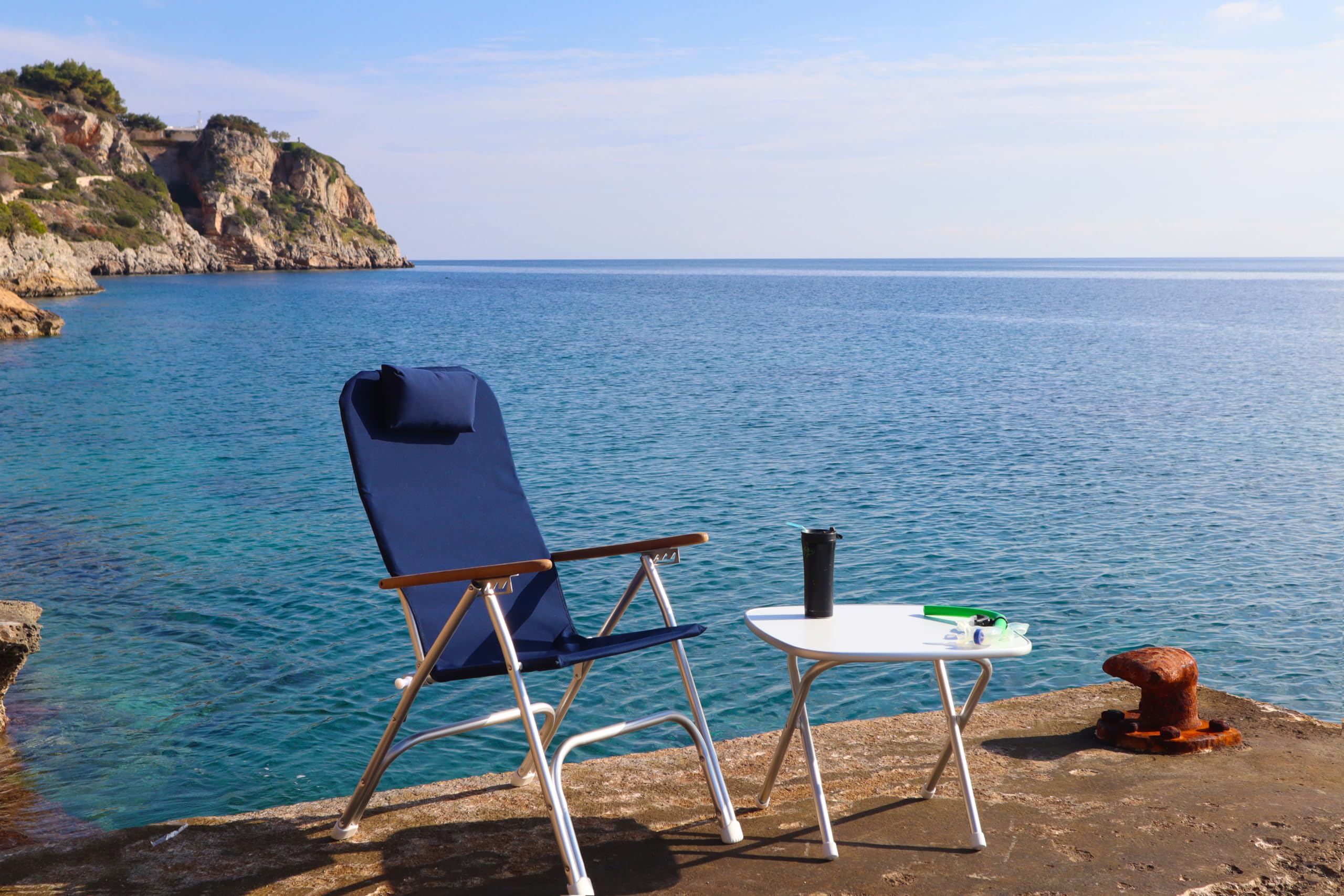 FORMA MARINE Folding Boat Table 24x24 Inches - Adjustable Height 19.4