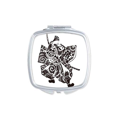 Japanese Traditional Culture Kimono Samurai Compact Mirror - Double Sided Portable Makeup Mirror for Travel, Cosmetics, and Handbag | DIYthinker