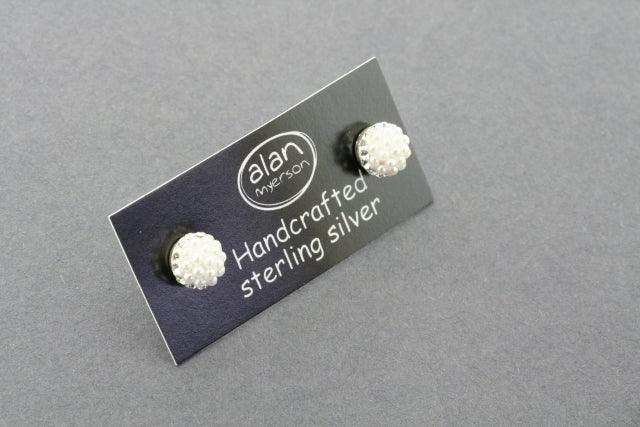 Crystal Ball Stud Earrings with Pearl Accents - Elegant & Dainty Jewelry for Women | Perfect for Parties, Weddings & Everyday Wear
