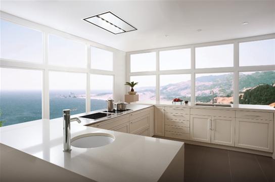 **Cirrus CC34E6SB 43 1/4 Inch Brushed Stainless Steel Ceiling Mounted Range Hood with External Blower – Best for Modern Kitchens & Open-Concept Homes**