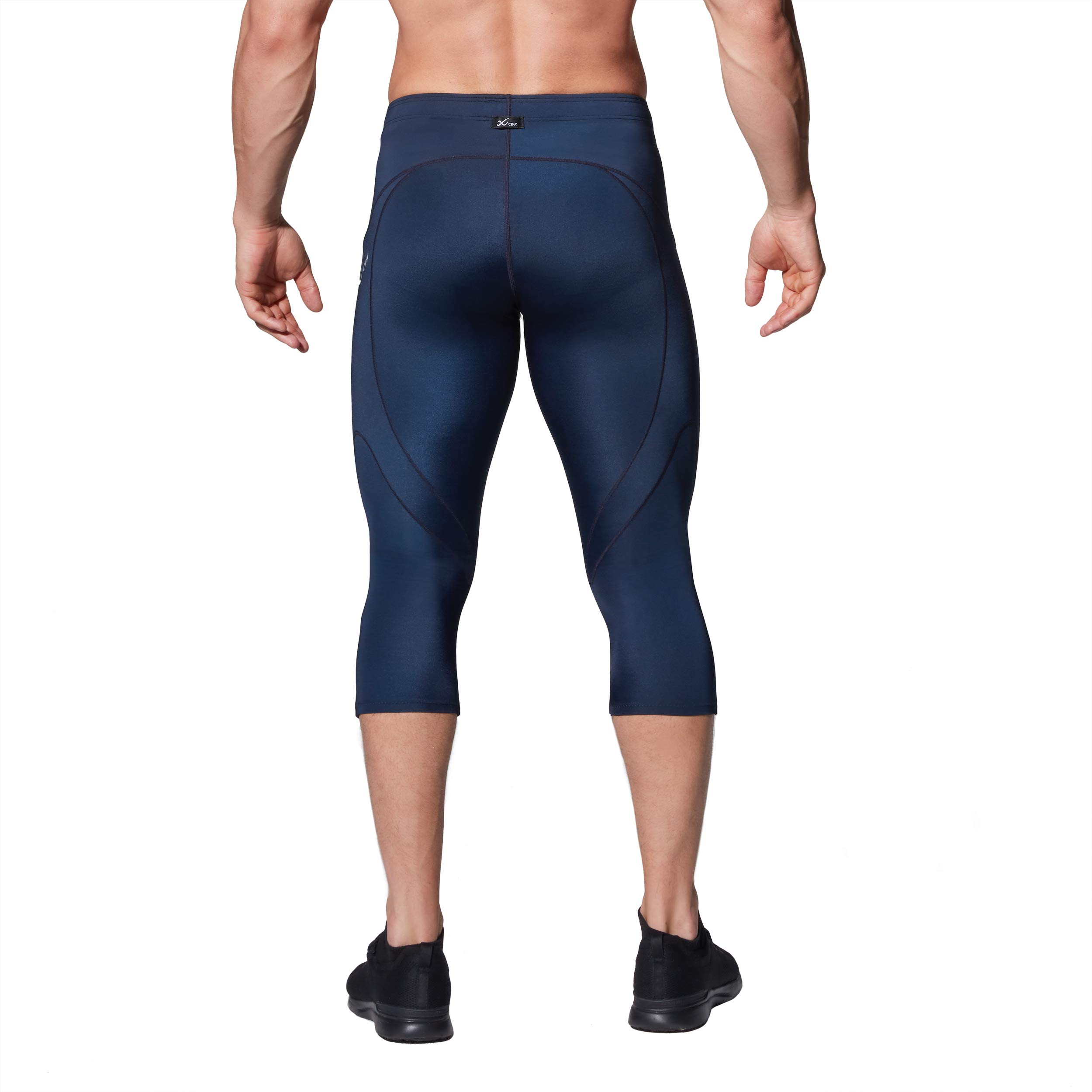 CW-X Men's Stabilyx 3/4 Compression Tights - Joint Support Running & Recovery Capri Pants for Athletes, Gym Workouts & Post-Training Muscle Recovery