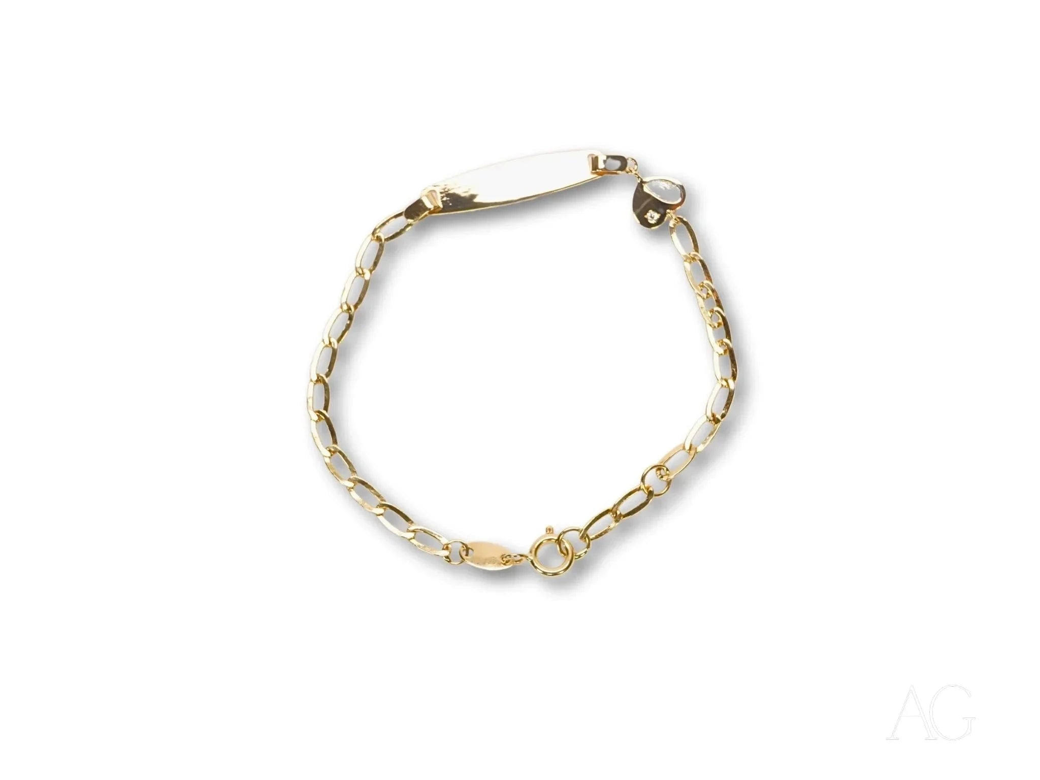 18K Gold Kids Heart Bracelet with Spring Ring Lock - Elegant Jewelry Gift for Girls, Birthday, Christmas & Special Occasions