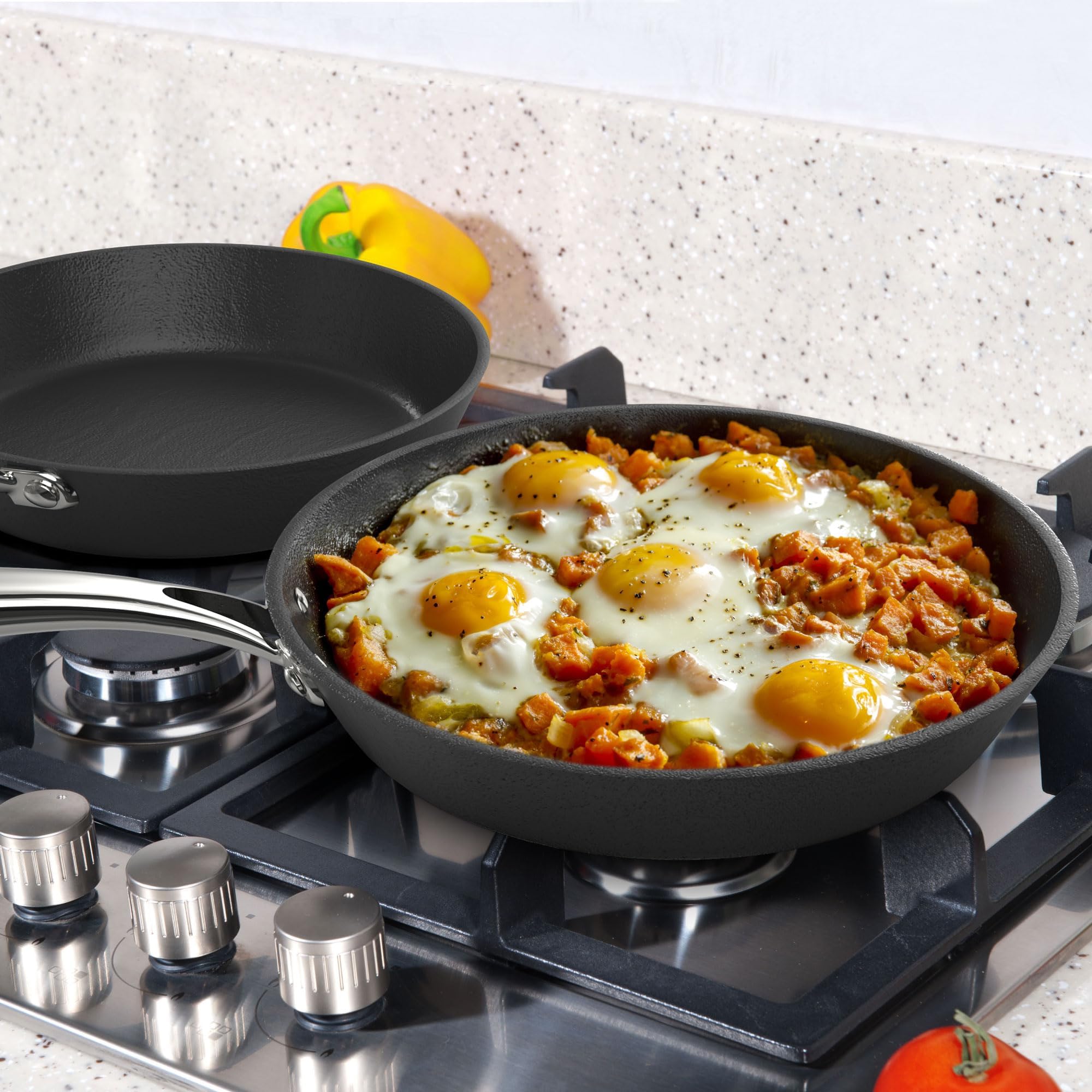IMARKU Nonstick Frying Pan Set - 8, 10 & 12 Inch PFAS-Free Skillets with Cool-Touch Stainless Steel Handle, Dishwasher & Oven Safe, Easy Clean Cookware for Home Kitchen - Perfect Gift for Chefs & Cooking Enthusiasts (Great for Sautéing, Frying Eggs & Pancake Making)