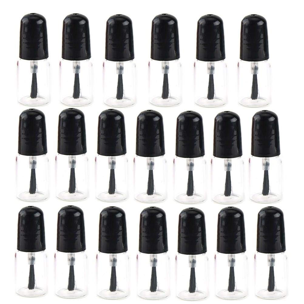 20 Pieces Clear Glass Nail Polish Bottles with Brush Cap - 3ml Empty Containers for DIY Nail Art, Salon Refills & Gift Making - Perfect for Home, Salon, and Professional Use