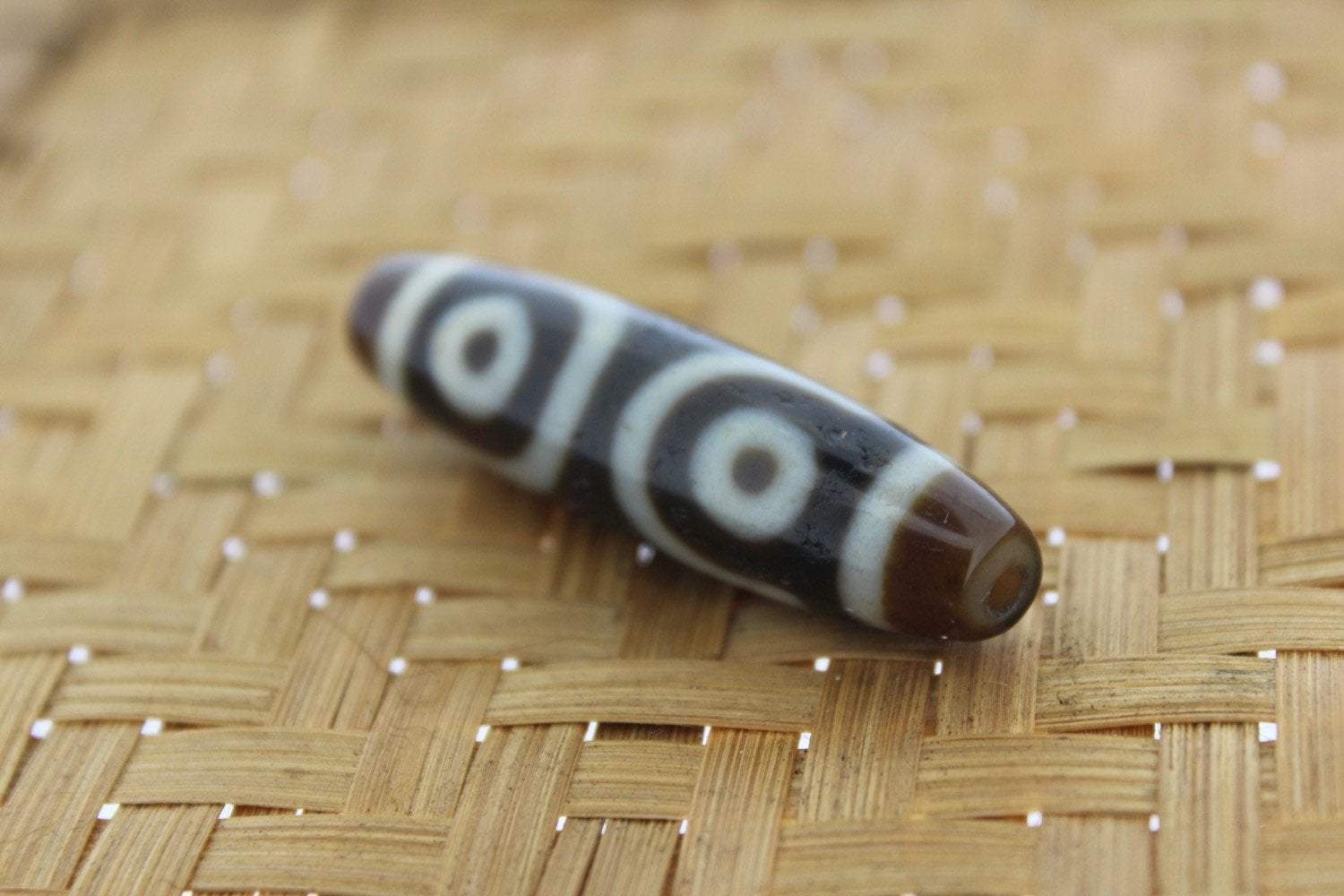 Absolutely Perfect 3 Eye Dzi Bead - Authentic Tibetan Buddhist Prayer Beads for Meditation & Spiritual Protection | Ideal for Jewelry Making, Mala Bracelets & Positive Energy