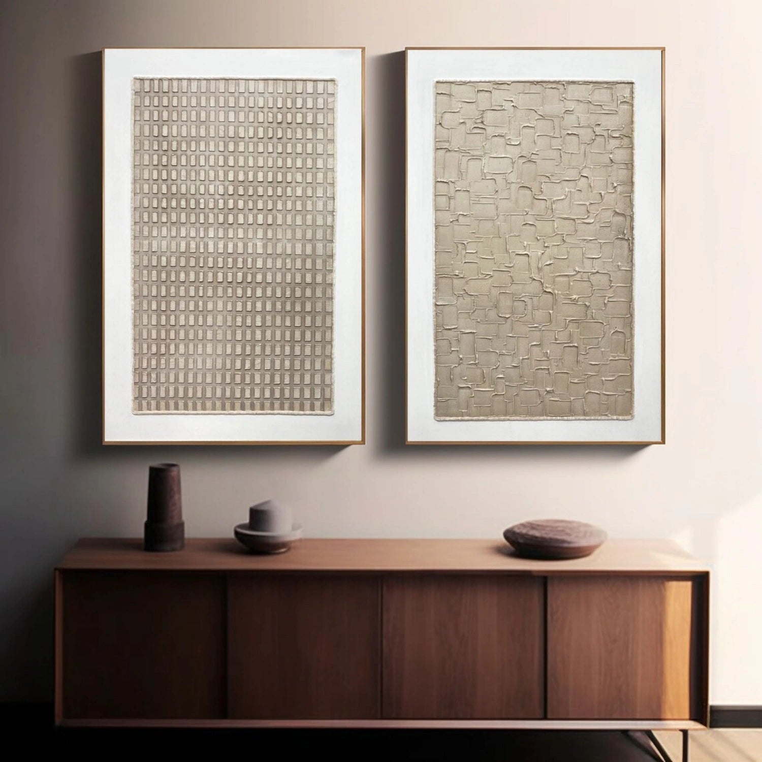 Abstract Tranquility Wall Art Set of 2 - Modern Minimalist Canvas Paintings for Living Room, Bedroom & Office Decor #WS244