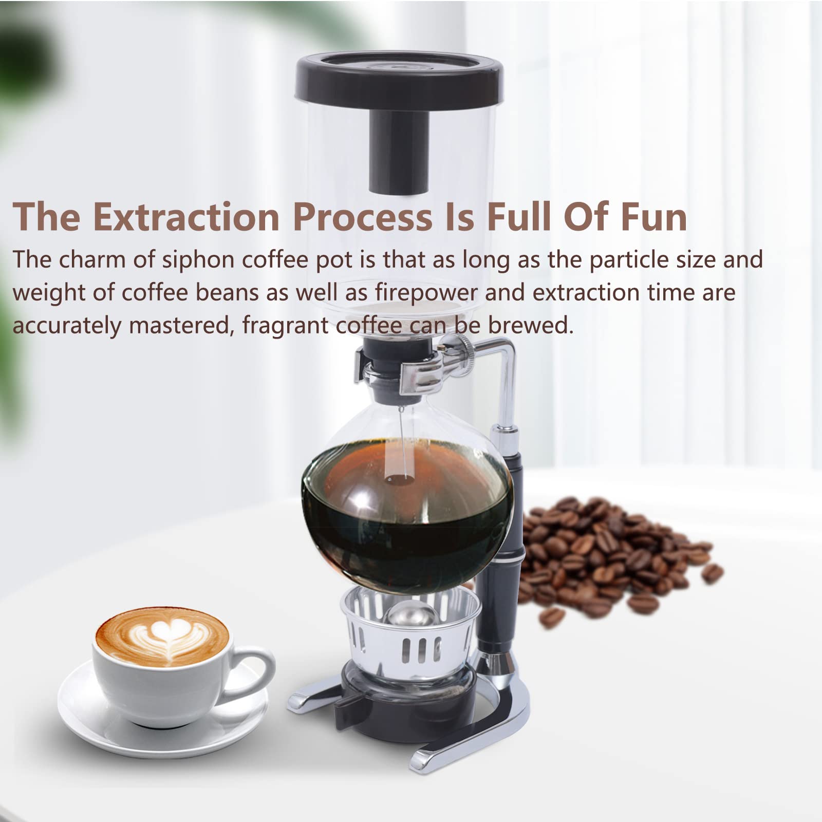 Premium 500ml Siphon Coffee Maker - Clear Glass Tabletop Syphon Brewer with Anti-Scalding Handle & Easy Cleaning | Perfect for Home, Coffee Shops, Offices & Specialty Brewing Enthusiasts