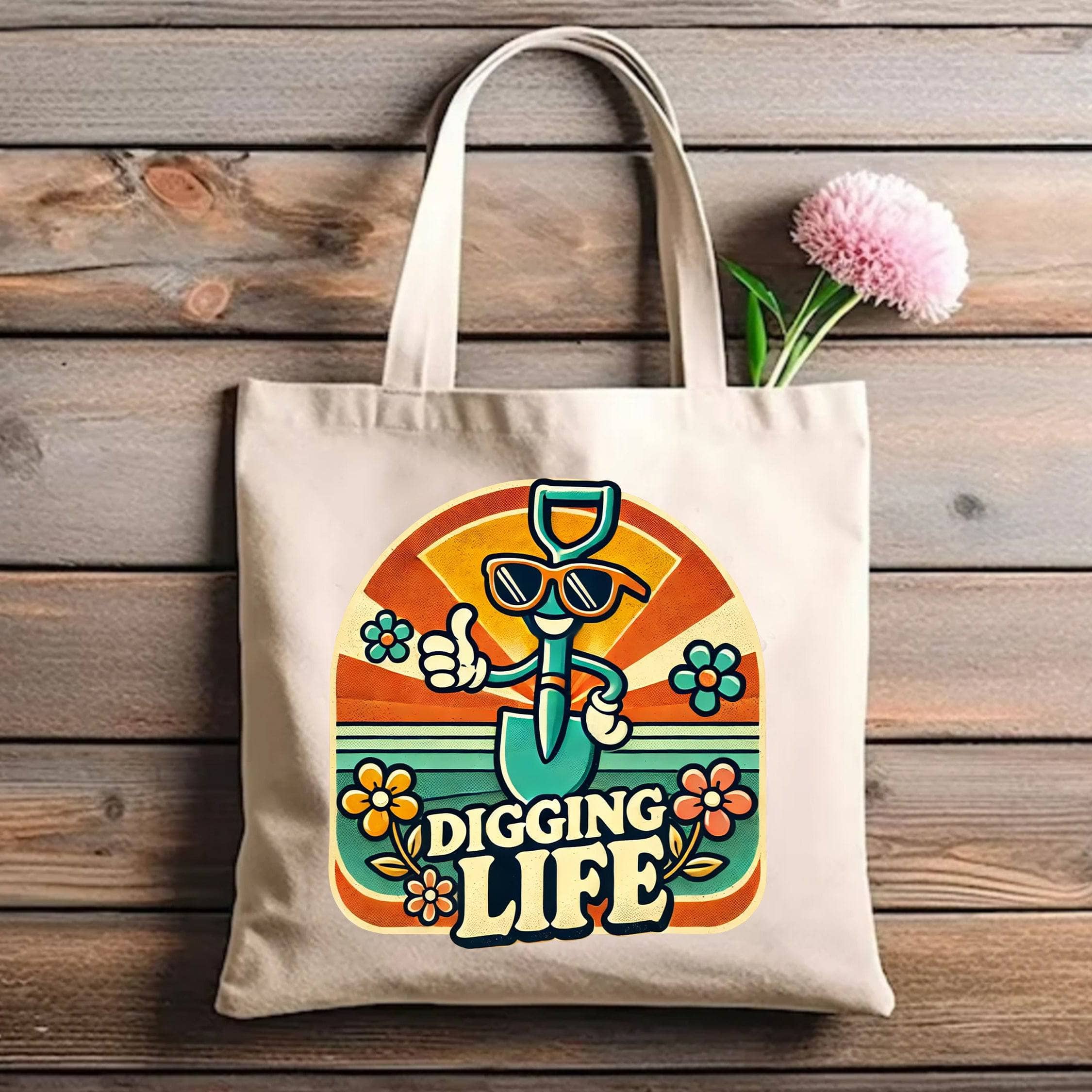 Digging Life Eco-Friendly Reusable Cotton Tote Bag - Perfect for Grocery Shopping, Beach Trips & Daily Errands