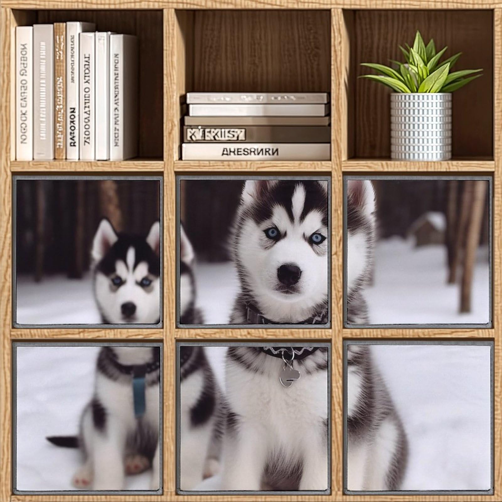 6-Pack Adorable Huskies Collapsible Storage Bins with Handles - Large Closet Organizer, Foldable Fabric Storage Baskets for Clothes, Toys & Home Organization - Perfect for Bedroom, Nursery & Laundry Room Storage
