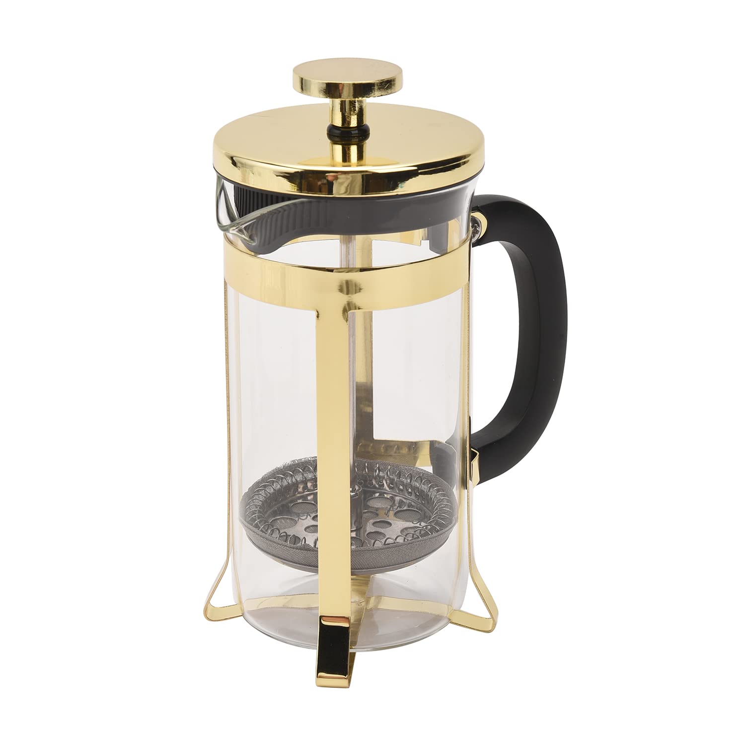 Premium Stainless Steel French Press Coffee Maker - 350ml Portable Golden Coffee Press with 2-Layer Filtration System | Perfect for Home, Office & Travel Brewing