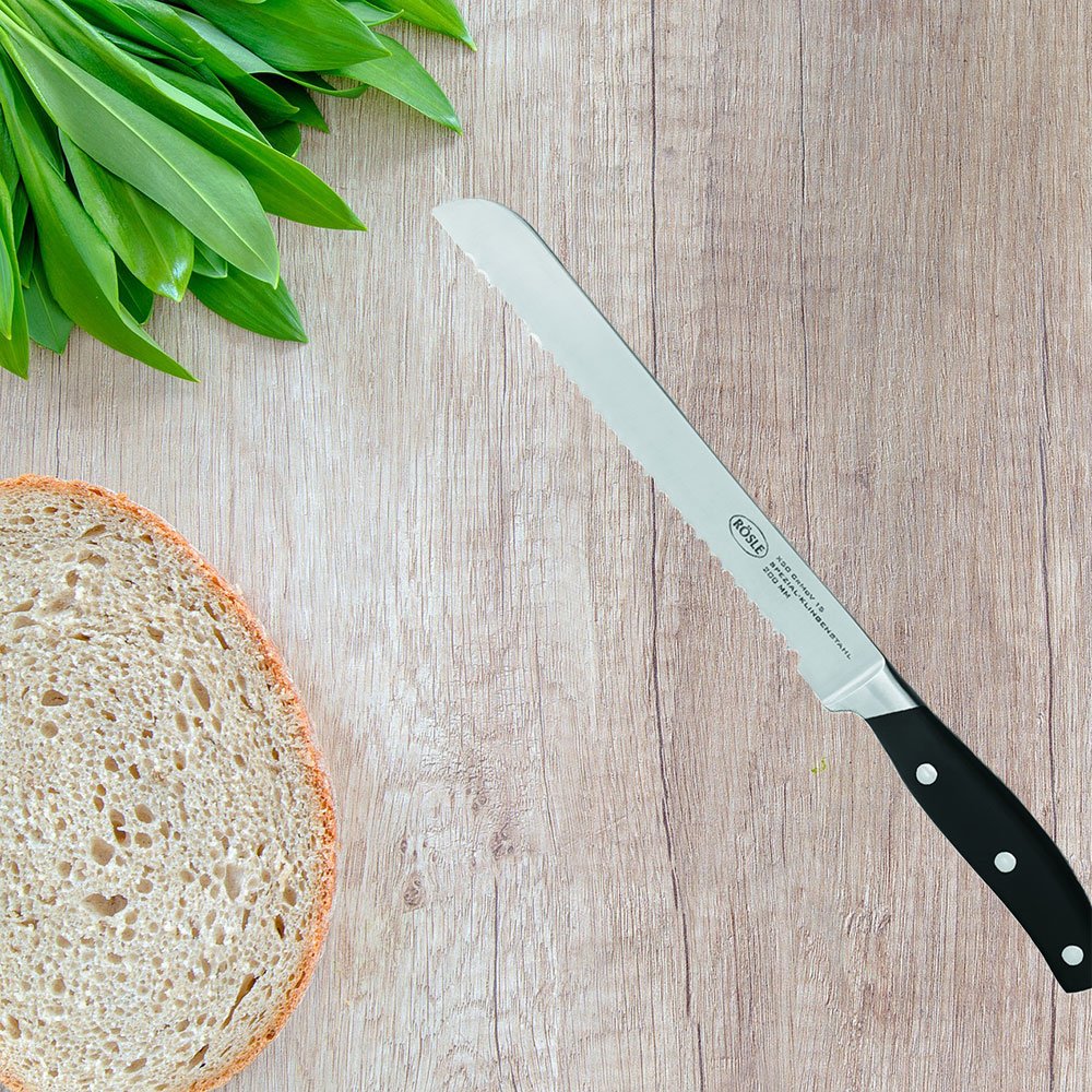 Premium RÖSLE CUISINE Bread Knife - High-Quality Serrated Kitchen Knife for Slicing Bread, Rolls & Baguettes | Durable Special Steel Blade with Finger Protection | Perfect for Home Baking, Restaurants & Delis