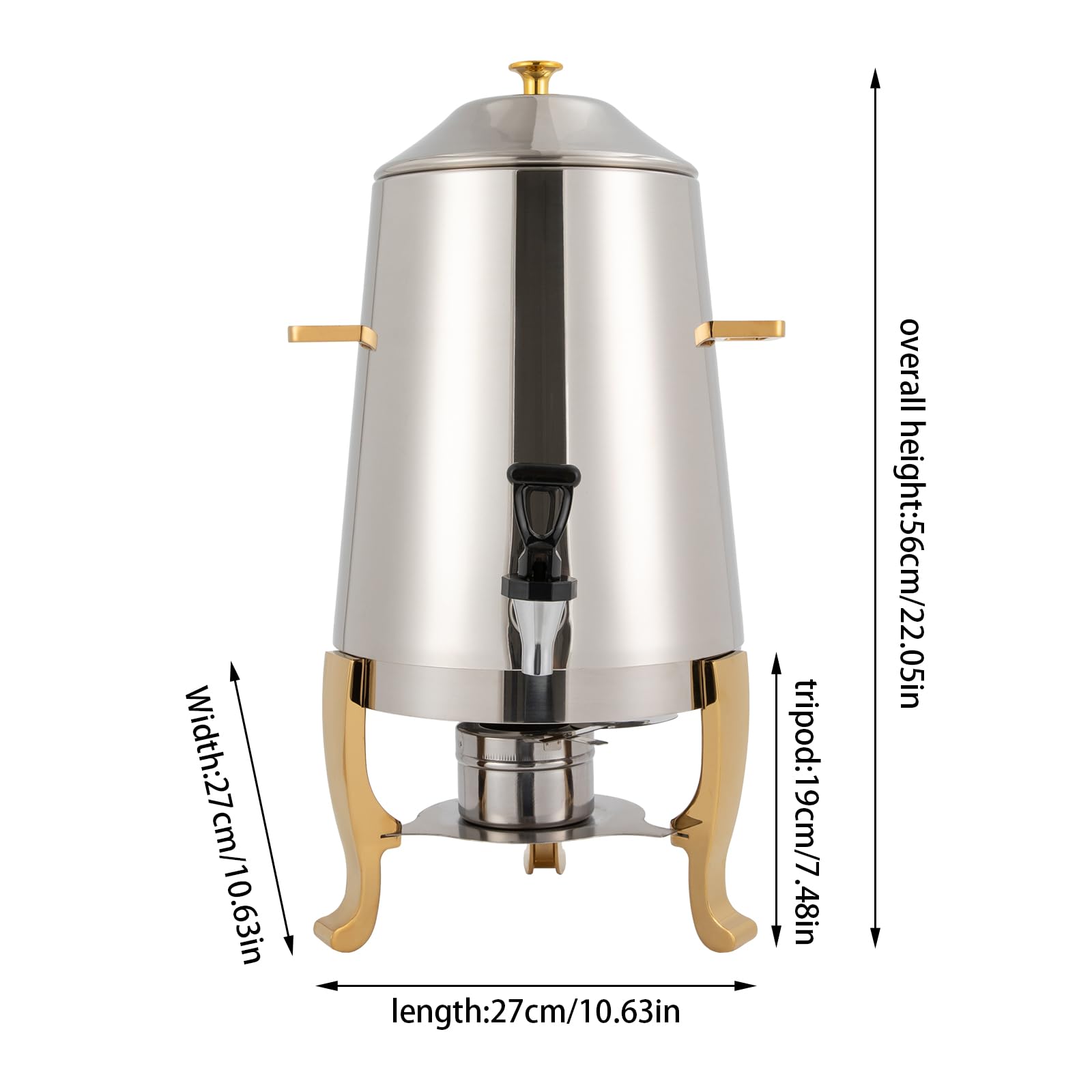 13L Electric Hot Beverage Dispenser with Adjustable Temperature (95-185℉) - Stainless Steel Coffee Urn with Spigot for Coffee, Tea & Hot Chocolate - Perfect for Parties, Events, Buffets & Catering (Gold)