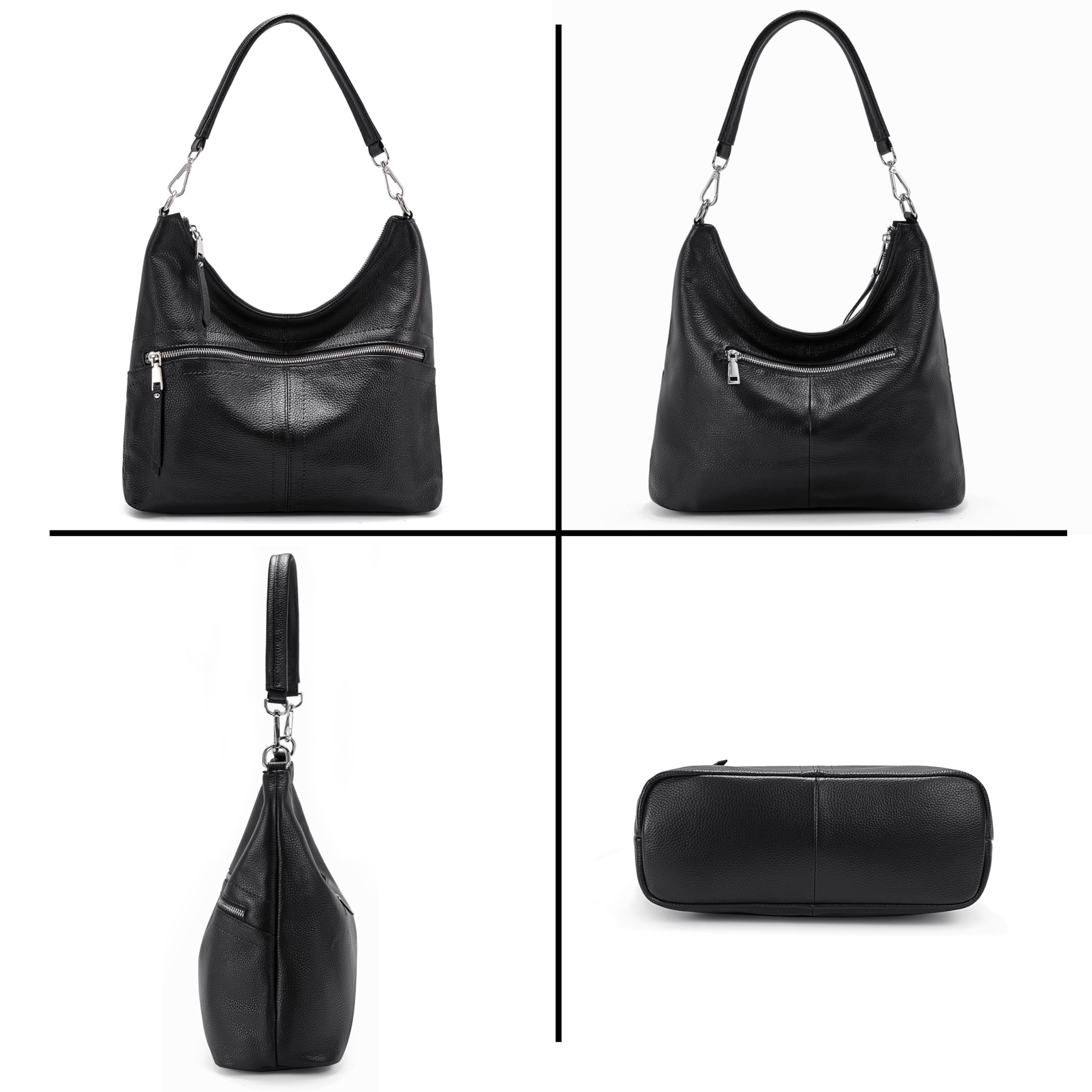 YALUXE Genuine Leather Women's Shoulder Bag - Stylish Hobo Purse with Crossbody Strap, Key Ring & Round Coin Wallet | Perfect for Work, Travel & Everyday Use