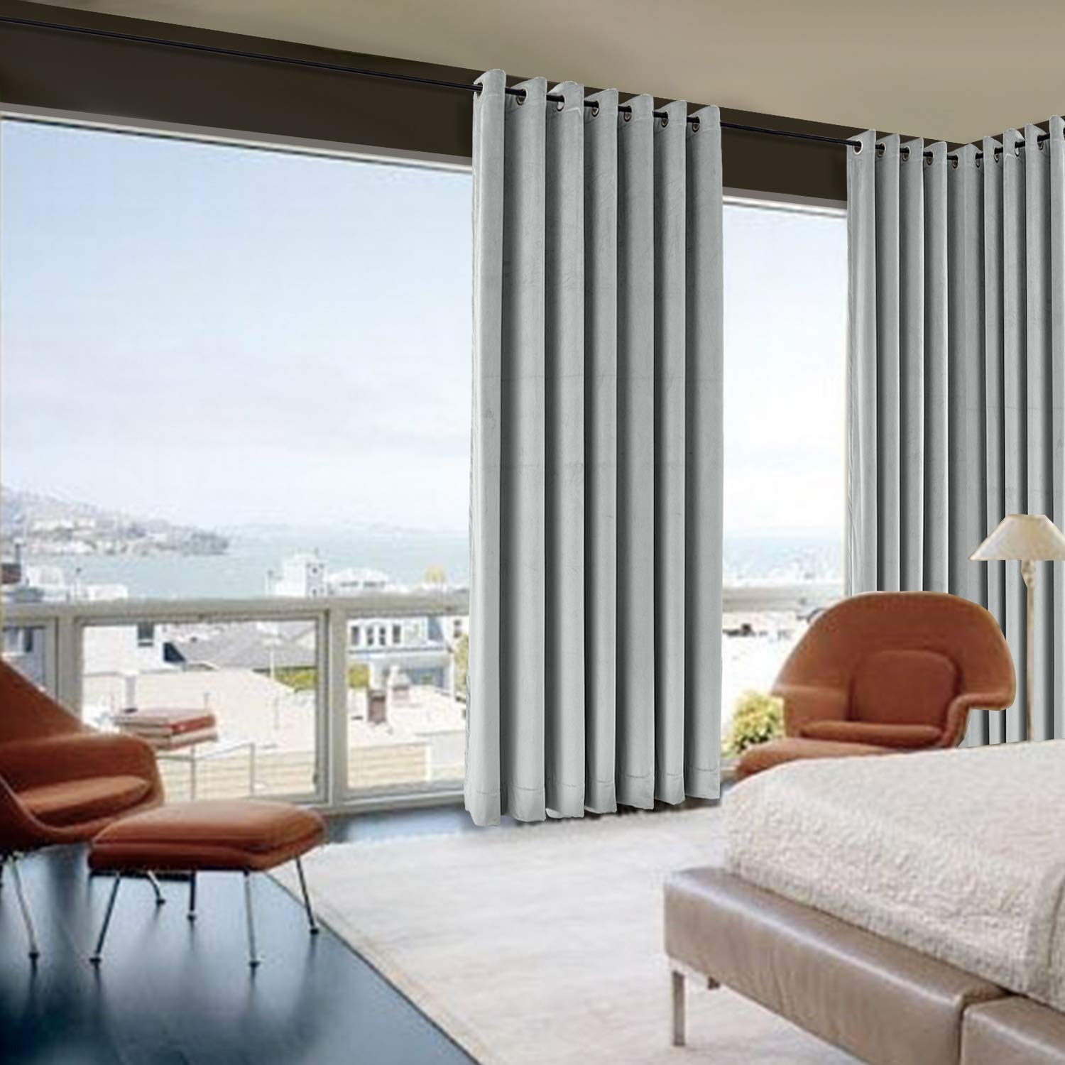 Thermal Insulated Blackout Curtains - Extra Wide Solid Velvet Room Darkening Window Drapes (100x96 Inches, 1 Panel) for Bedroom, Living Room & Home Theater