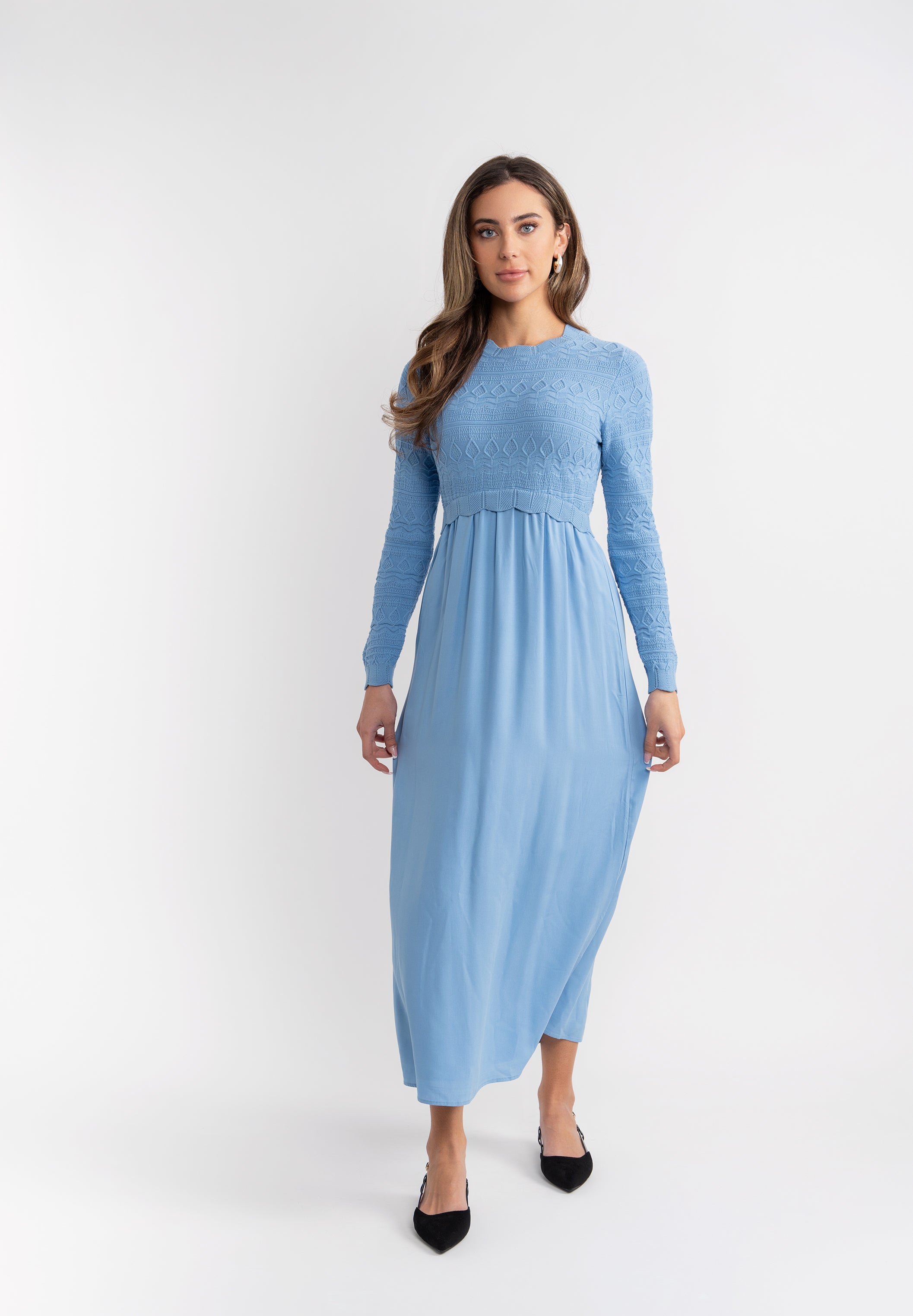 Elegant Knit Lace Woven Sweater Dress for Women - Cozy Winter Fashion, Perfect for Office Wear & Holiday Parties