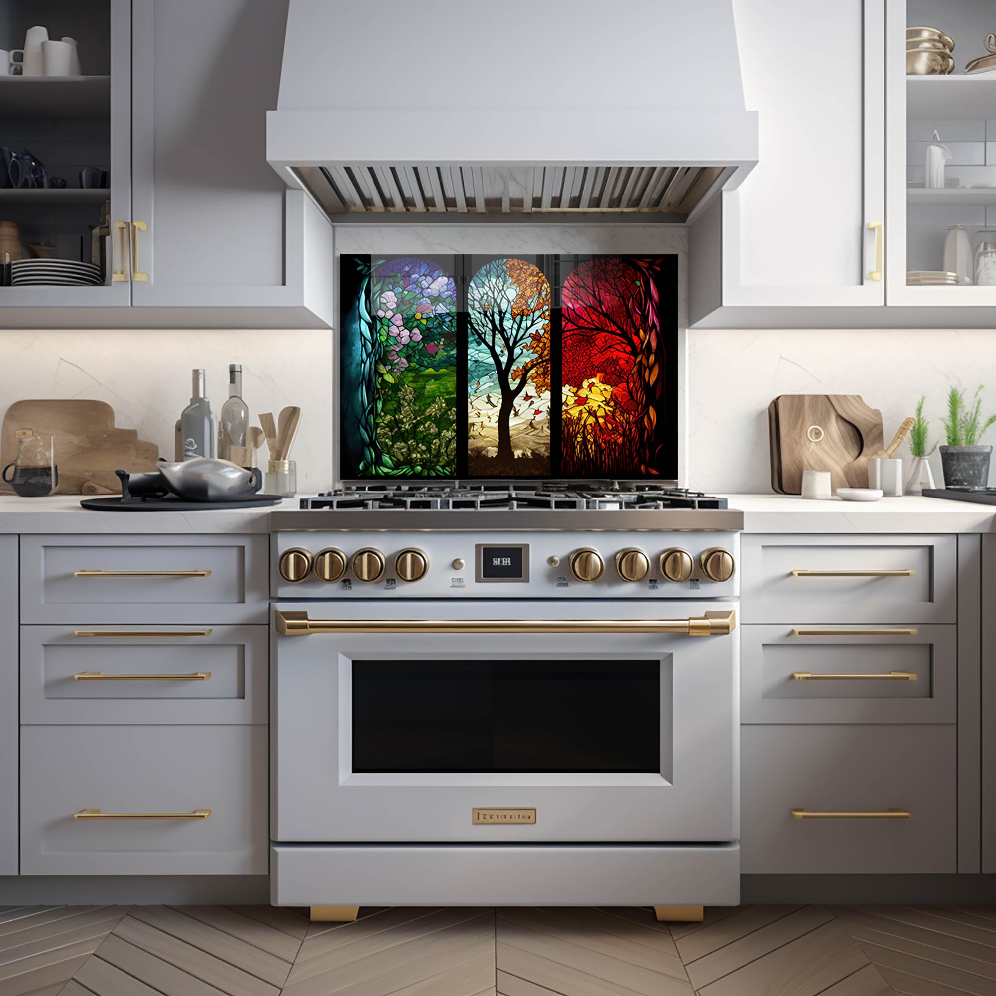Seasons of Tree II Glass Splashback - Modern Kitchen Backsplash for Stylish Home Decor | Perfect for Cooking Areas & Contemporary Interior Design