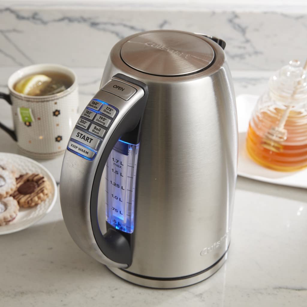 Cuisinart CPT-160 2-Slice Toaster with Brushed Stainless Steel Finish & CPK-17P1 1.7L Cordless Electric Tea Kettle - Perfect for Breakfast, Tea Time, and Small Kitchen Spaces