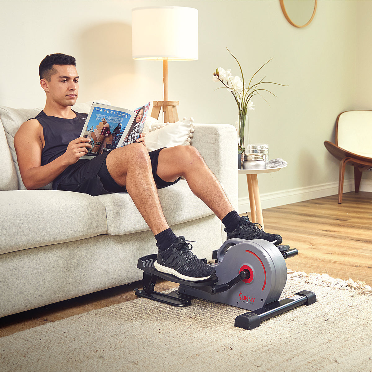 Portable Stand Up Elliptical Machine with Adjustable Resistance Bands - Full Body Workout Equipment for Home & Office Fitness Training