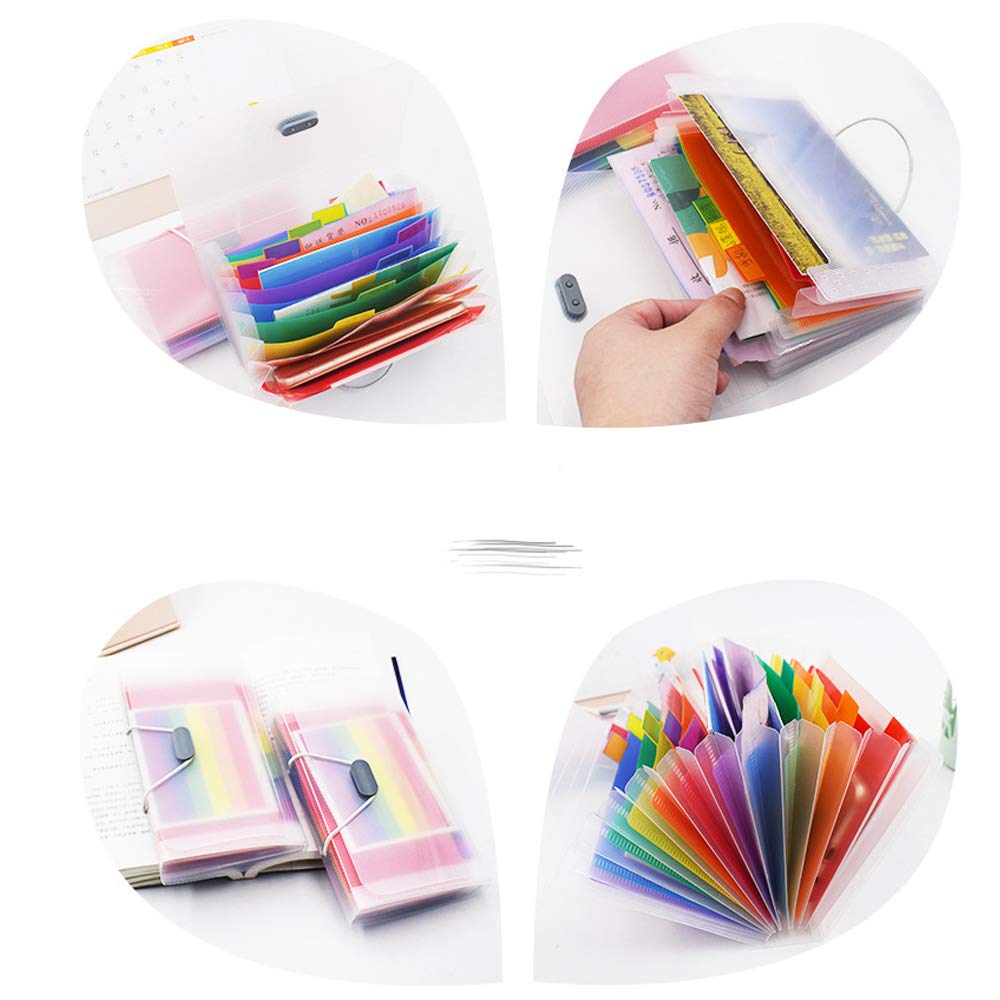 2 Pack A6 Mini Expanding File Folder - 13 Pockets Accordion Organizer for Receipts, Bills, Coupons, Cards & Tax Documents | Portable Rainbow Wallet for Office, Home & Travel Organization