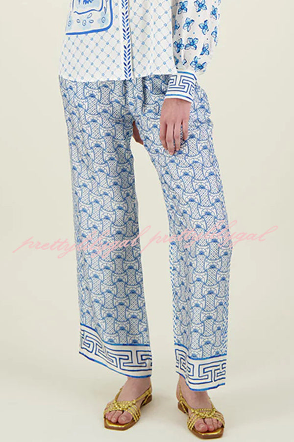 Stylish Dragon Print Short Sleeve Silk Satin Top & Elastic Waist Pocket Pants Set - Loose Fit Asian Inspired Outfit for Women | Perfect for Casual Wear, Yoga, Lounge & Festival Fashion