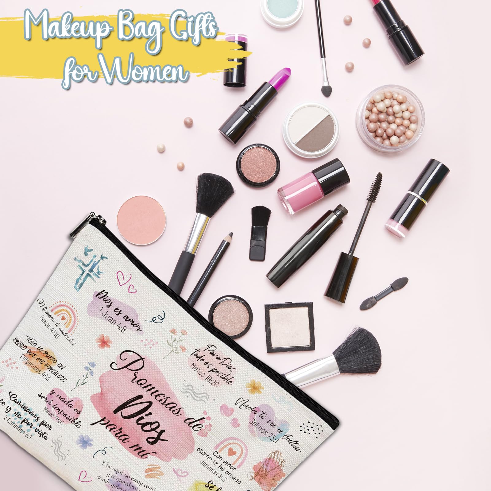 Christian Makeup Bag for Women - Bible Verse Cosmetic Pouch with Zipper | Prayer & Gift for Pastor Wife