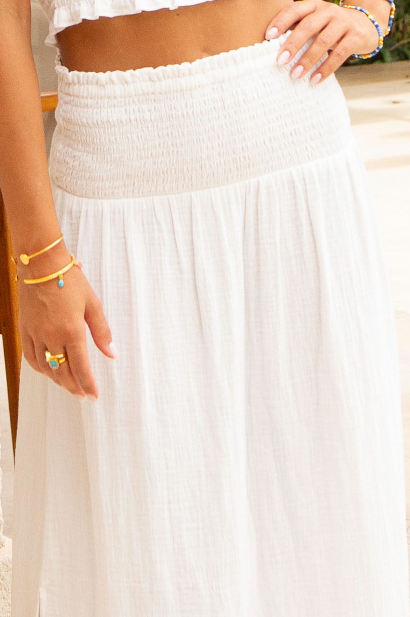 Brady Cheesecloth Skirt - White Flowy Summer Dress for Women | Beach Cover Up, Boho Outfit, Casual Wear