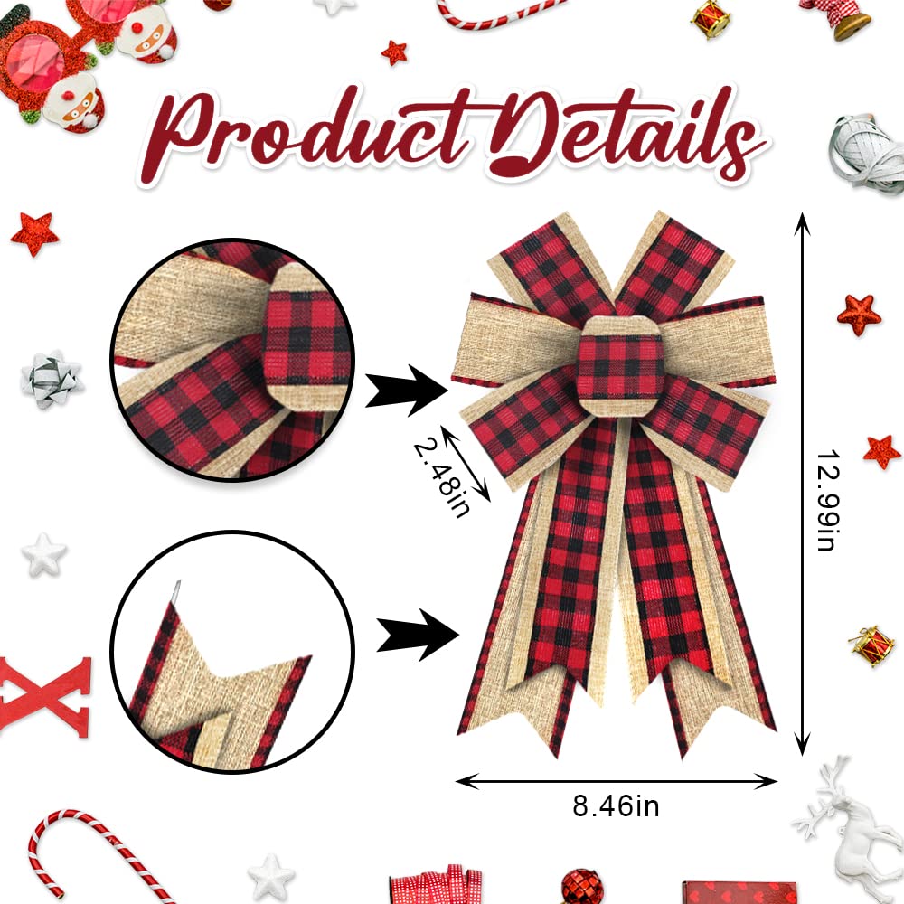 Valentine's Day Wreath Bows - Red Buffalo Plaid for Home Decor