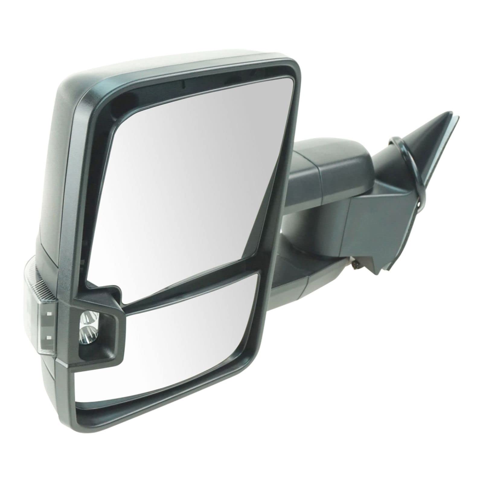 Power Smoked LED Tow Mirror with Signal Spotlight - Black Pair for GM Trucks | Enhanced Visibility & Safety for Towing & Night Driving