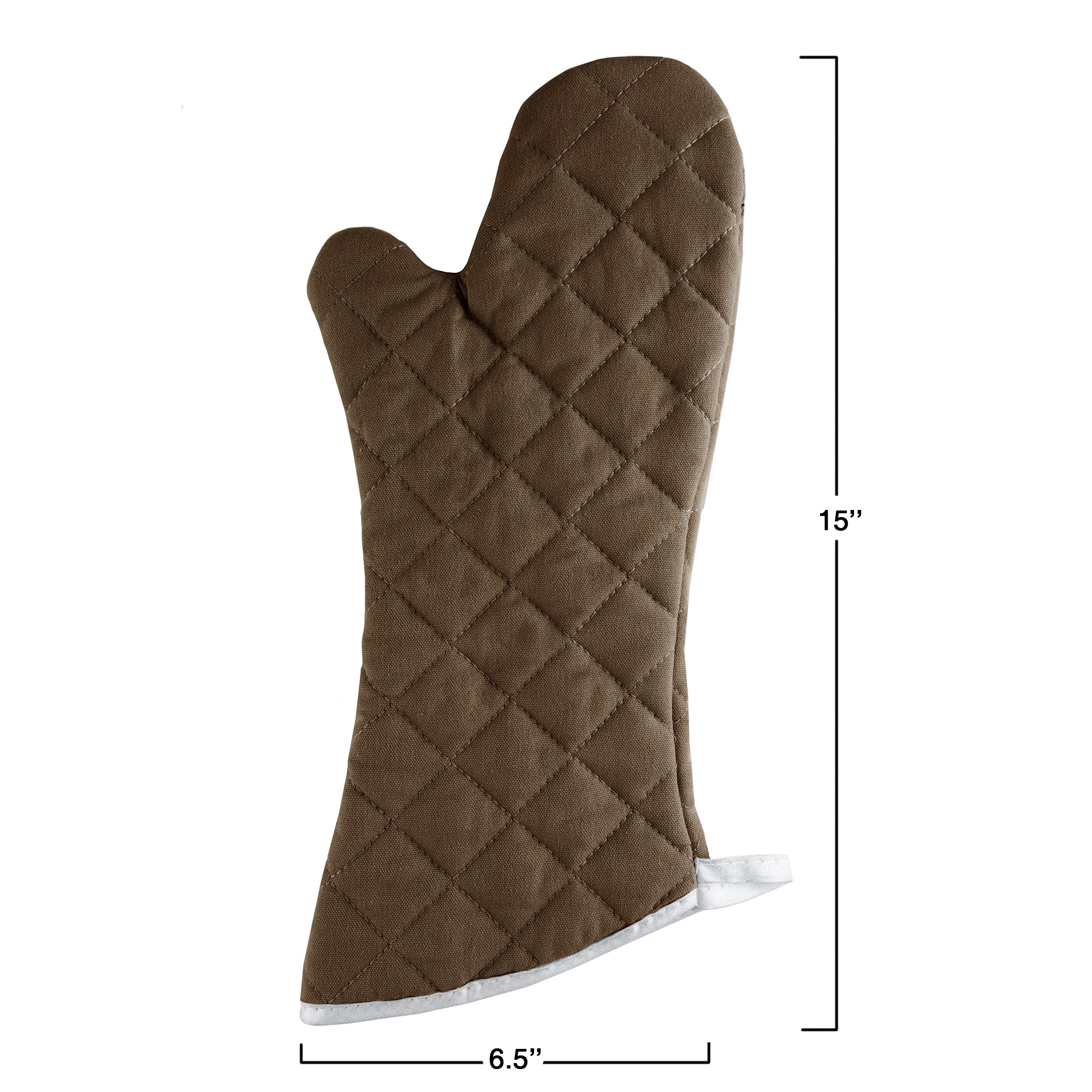 Premium Heat Resistant Oven Mitts Set of 2 - Extra Large Quilted Kitchen Gloves for Baking, Grilling & Cooking - Flame Proof Protection by Lavish Home (Chocolate Brown) - Perfect for BBQ, Baking Bread & Handling Hot Pots