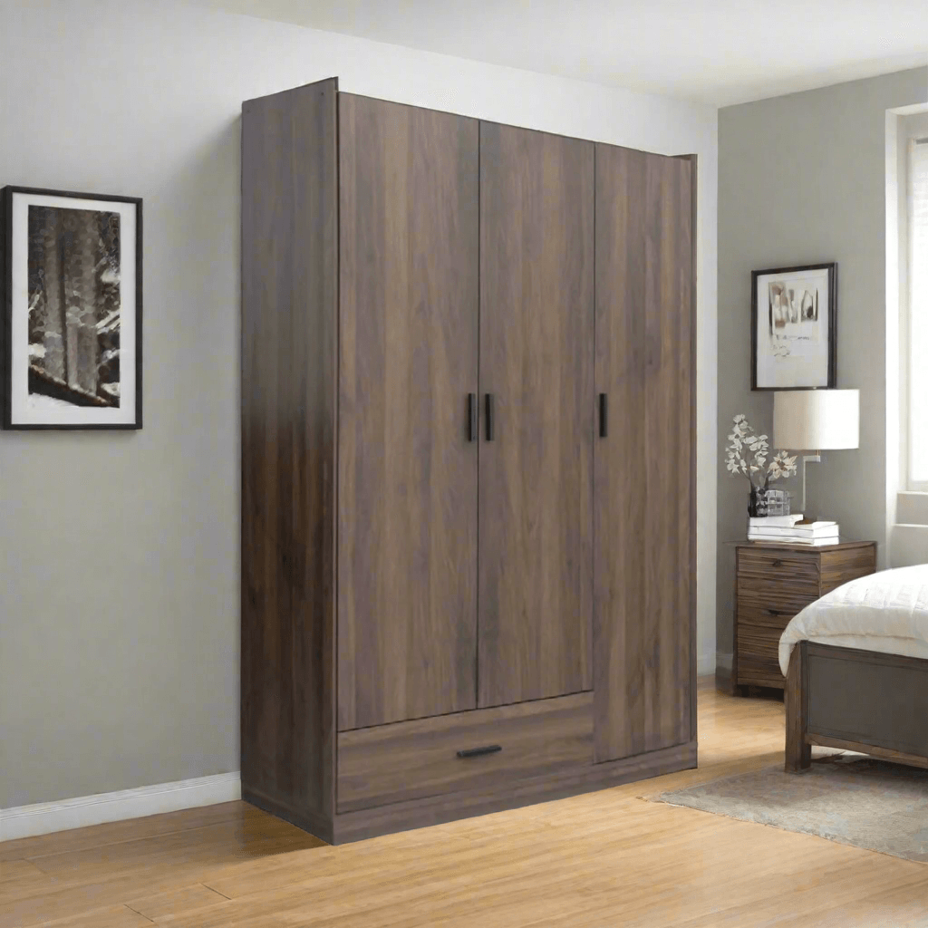 Elora 3 Door Wooden Wardrobe - Solid Wood Closet Organizer for Bedroom, Large Storage Cabinet with Mirror (White Finish) | Perfect for Master Bedroom, Guest Room & Apartment Storage