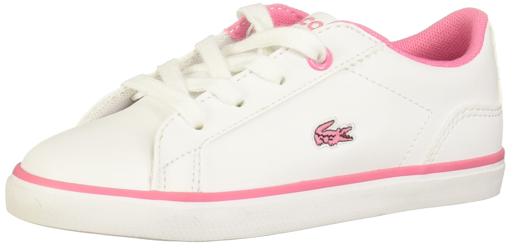 Lacoste Kids' Lerond Sneakers - Comfortable & Stylish White Leather Shoes for Boys & Girls | Perfect for School, Play & Casual Outings