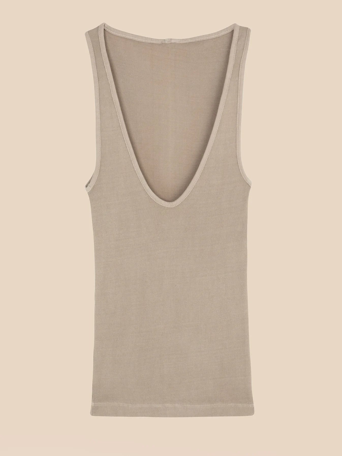 Claire Women's Deep V-Neck Ribbed Tank Top in Bone - Perfect for Casual Wear, Layering & Summer Outfits