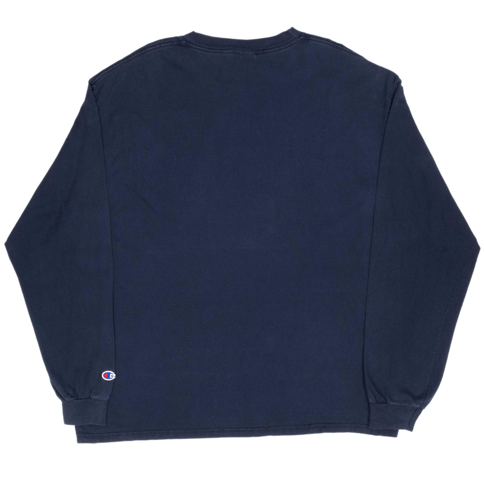 Vintage Champion Embroidered Long Sleeve Blue T-Shirt 2000s XL - Retro Streetwear for Men & Women - Perfect for Casual Wear, Gym, and Everyday Outfits