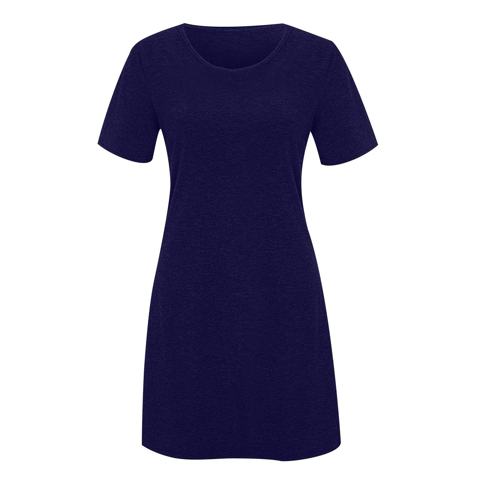WYTong Women's Summer Casual Plain T-Shirt Dress - Loose Fit Mini Dress with O-Neck for Beach, Vacation & Everyday Wear