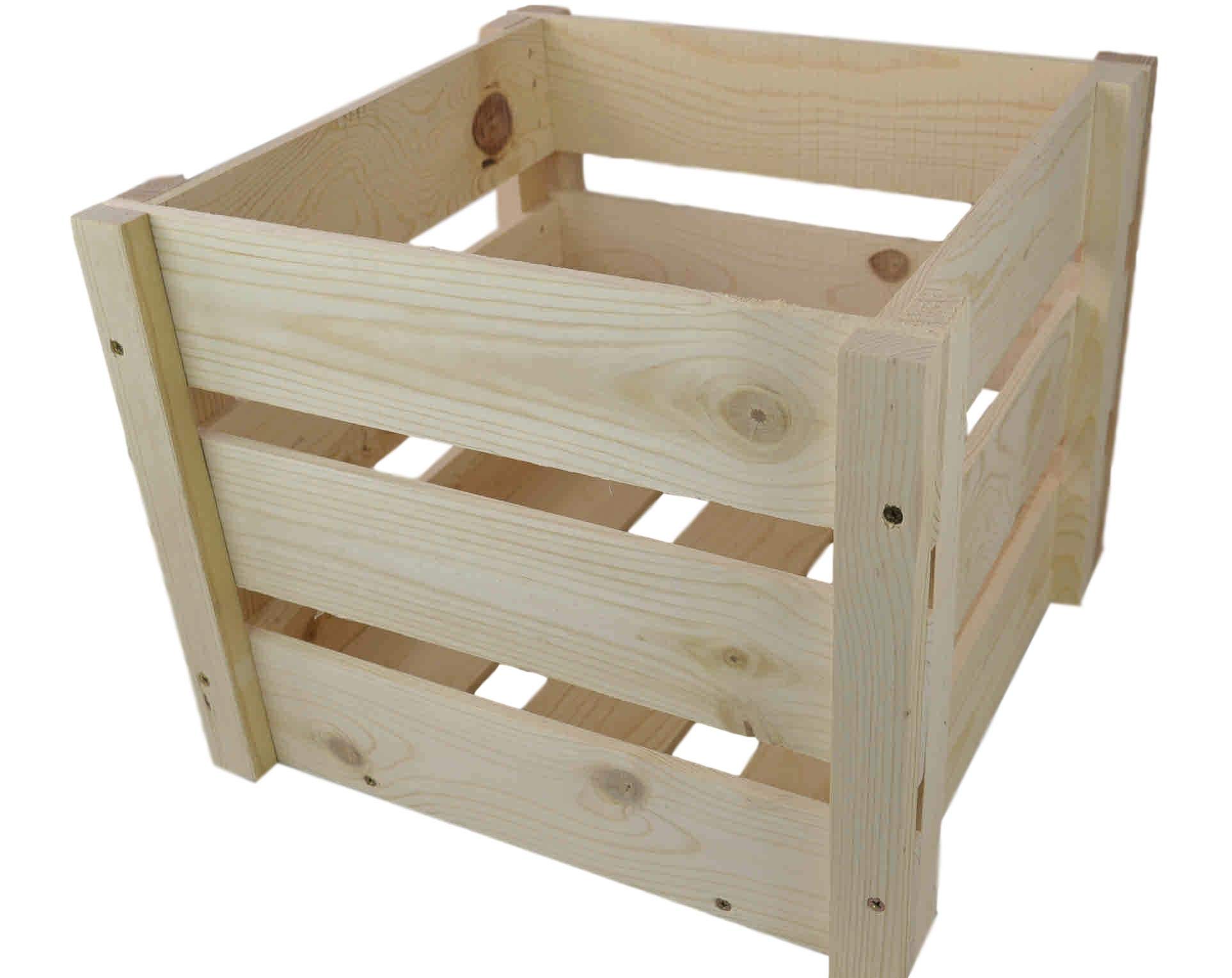 16x16x13 Inches Wooden Slatted Knockdown Crates - Set of 6 | Stackable Storage Bins for Organizing Pantry, Garage, or Retail Displays | Eco-Friendly Wood Crates for Home & Commercial Use
